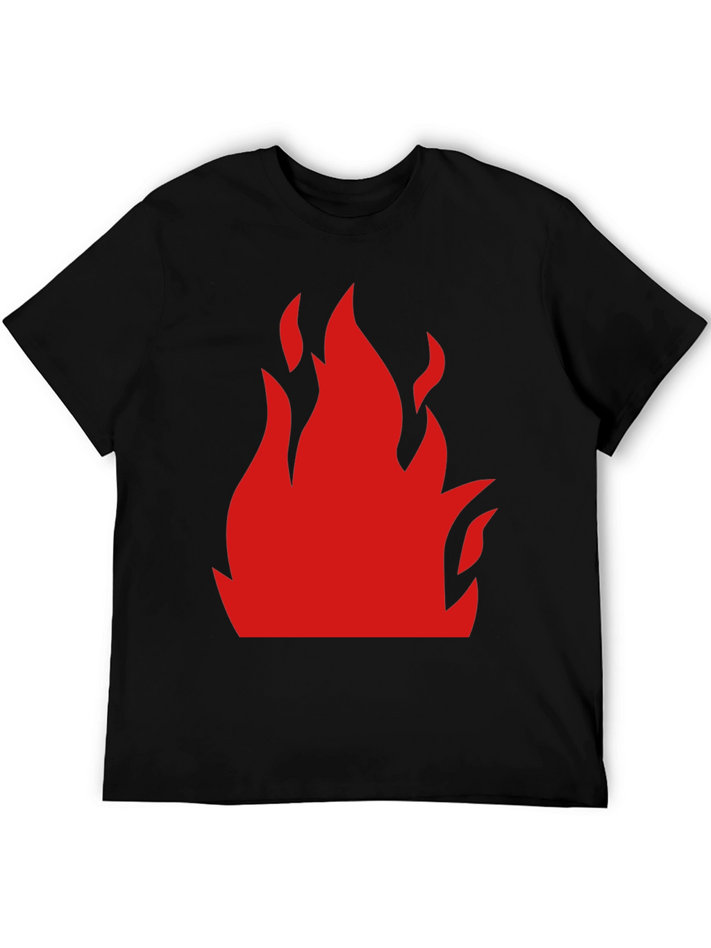 Bold Flame Graphic Tee - Black Cotton T-Shirt