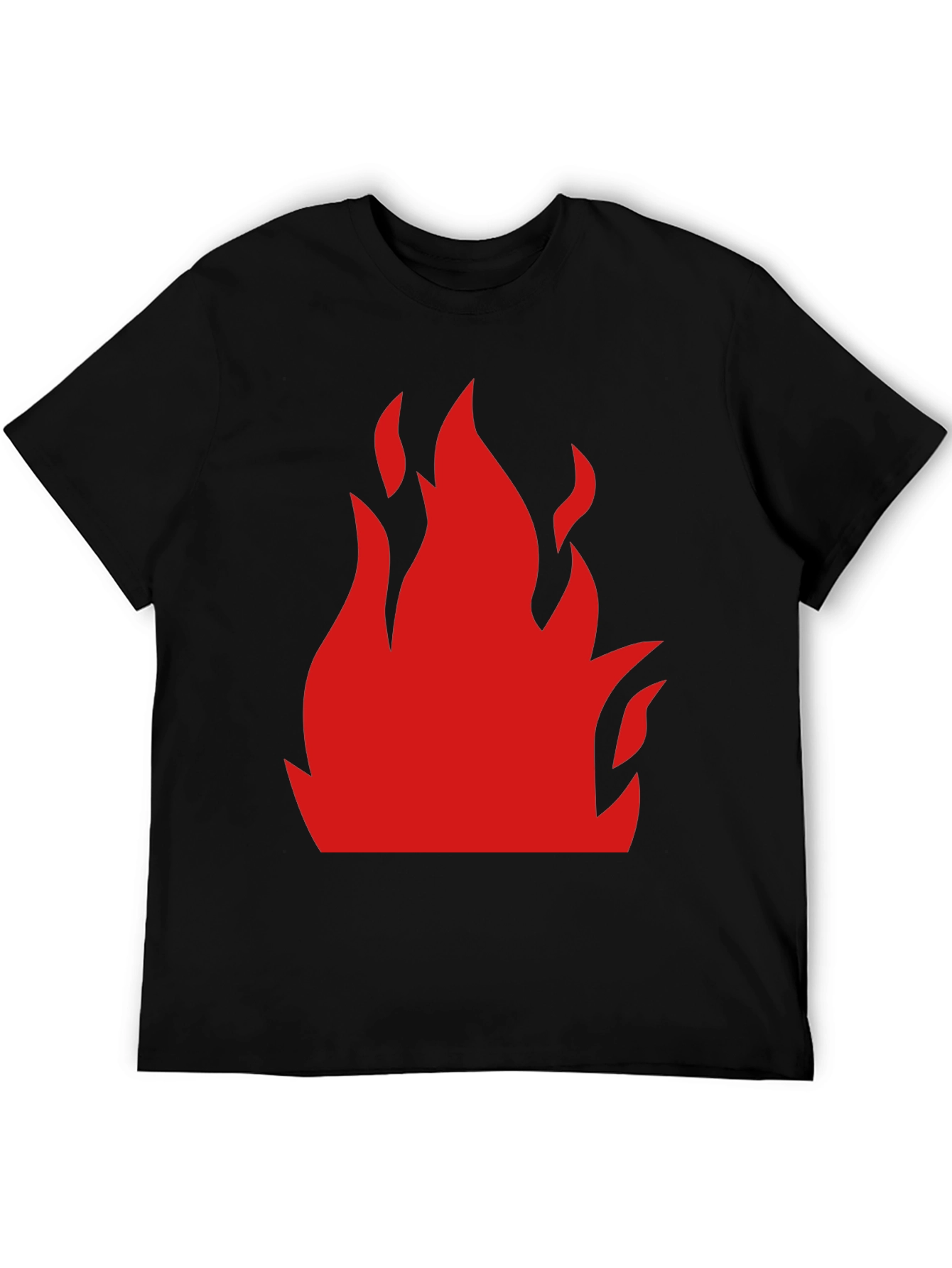 Bold Flame Graphic Tee - Black Cotton T-Shirt