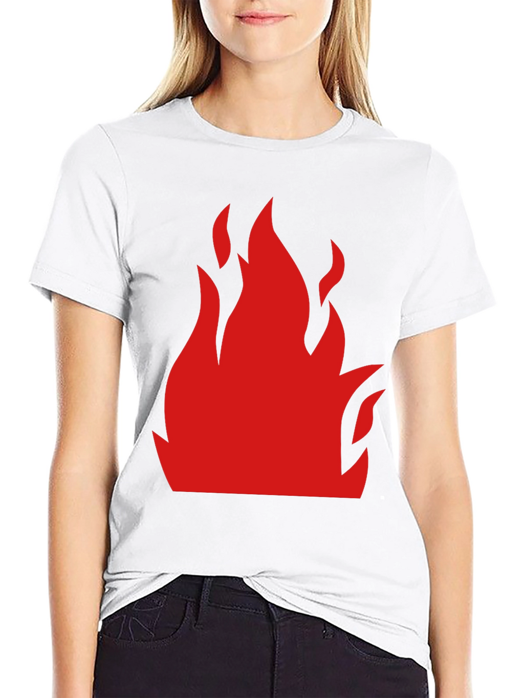 Bold Flame Graphic Tee - Black Cotton T-Shirt