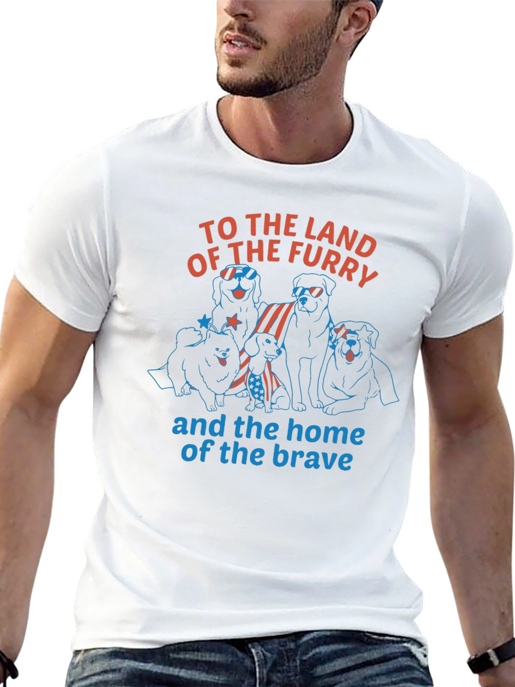 Furry Land Patriotic Dog T-Shirt