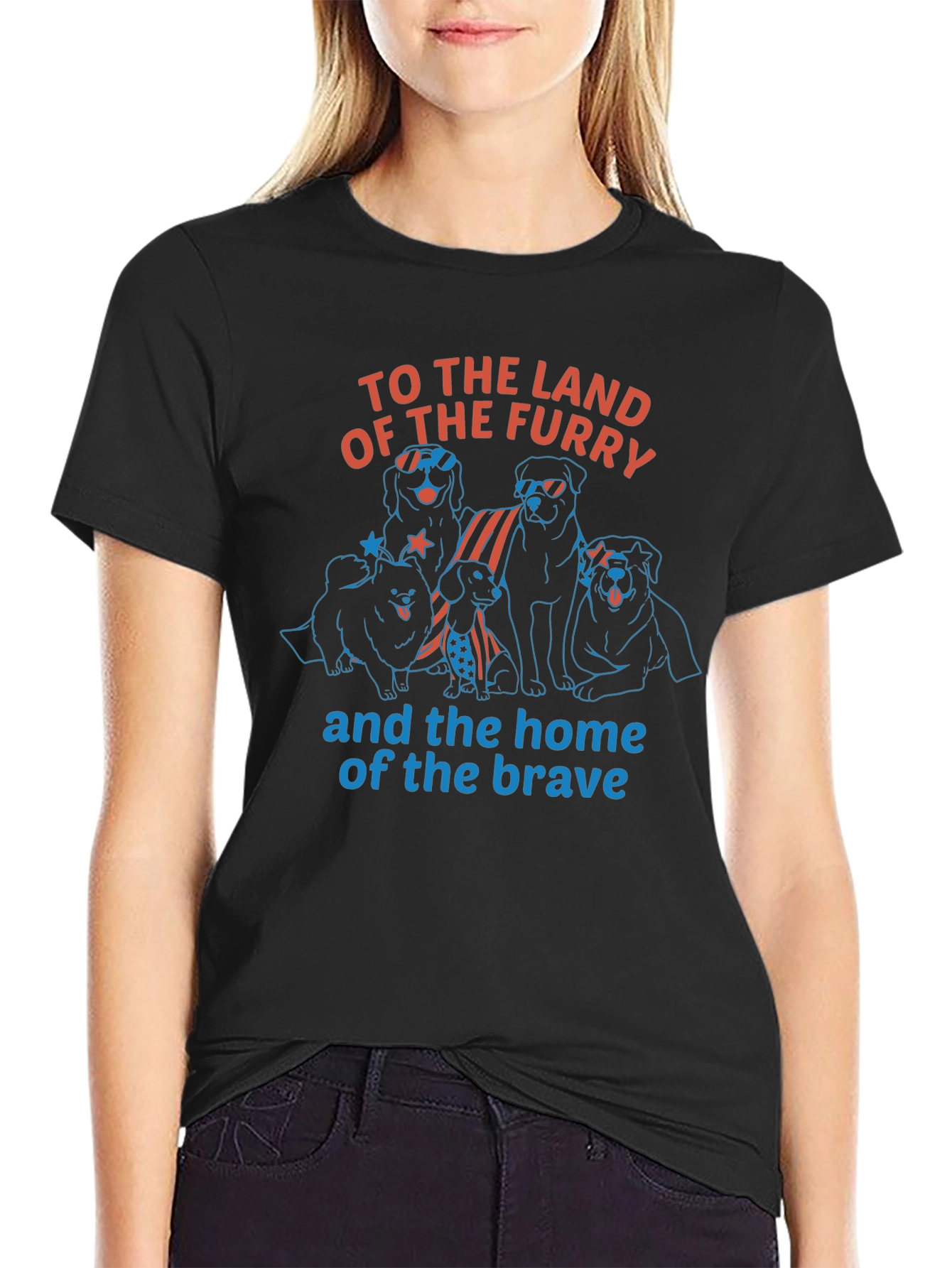 Furry Land Patriotic Dog T-Shirt