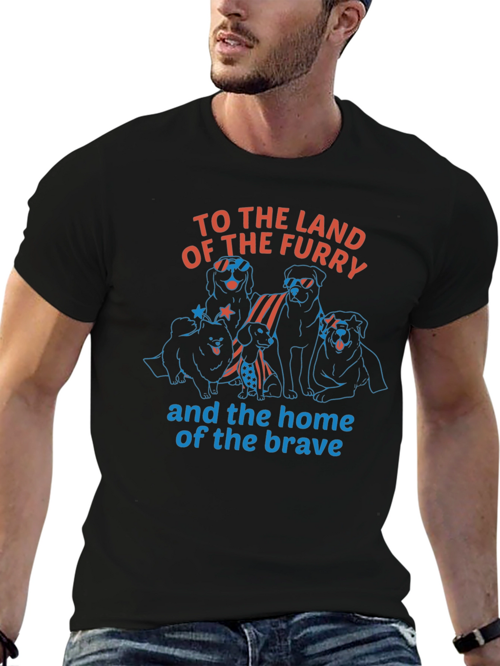 Furry Land Patriotic Dog T-Shirt