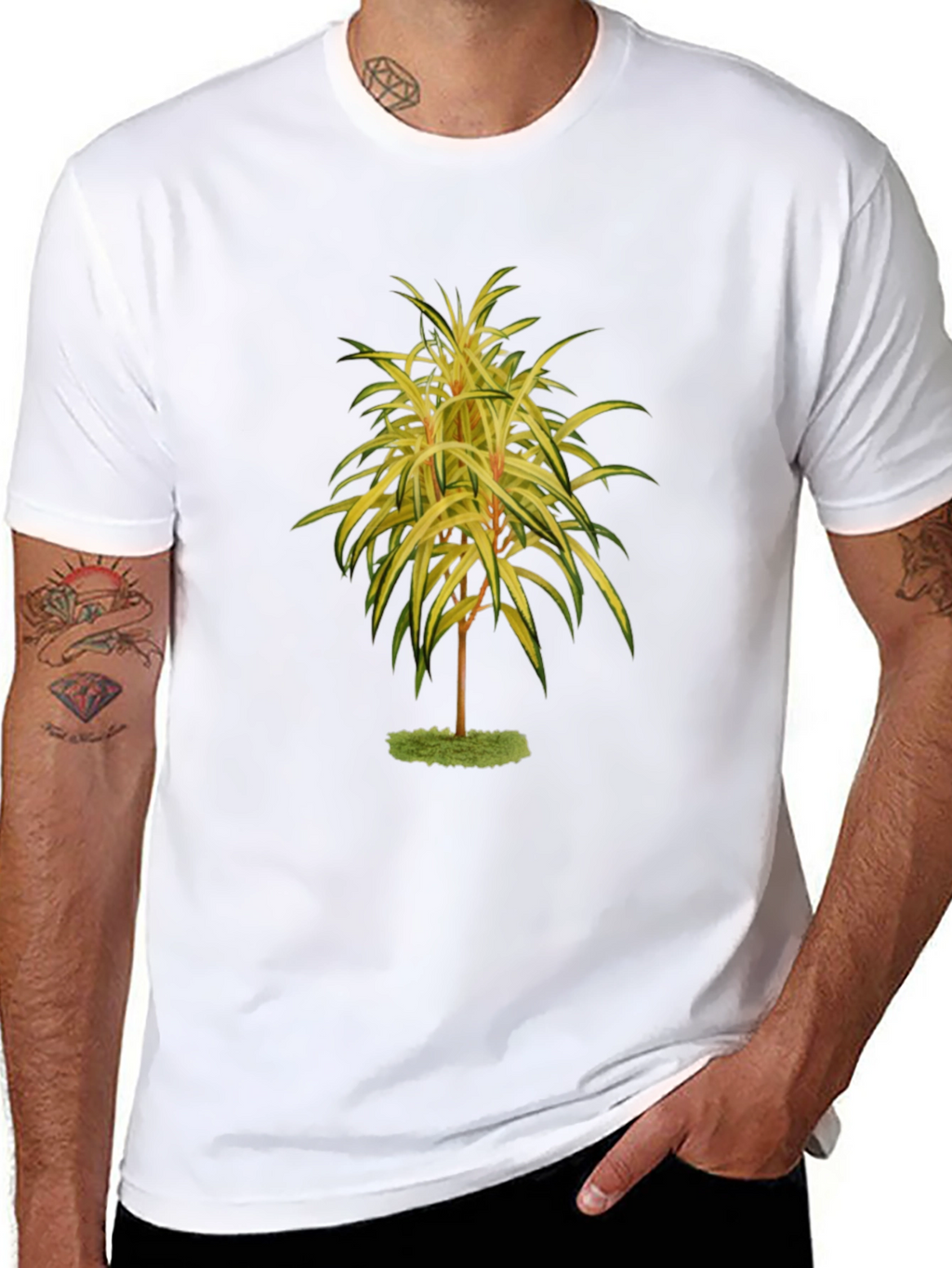 Botanical Tree Print Black T-Shirt