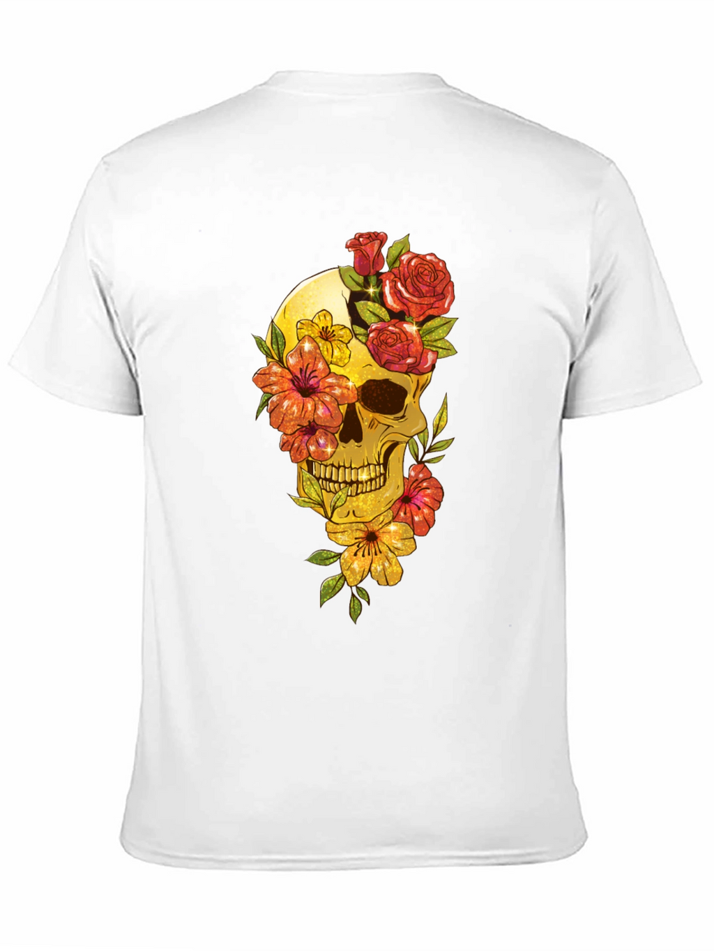 Floral Skull Graphic Tee - Mens Black T-Shirt