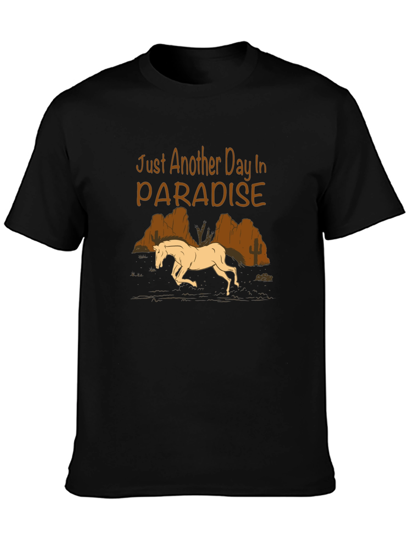 Paradise Horse Graphic Tee - Western Style Black T-Shirt