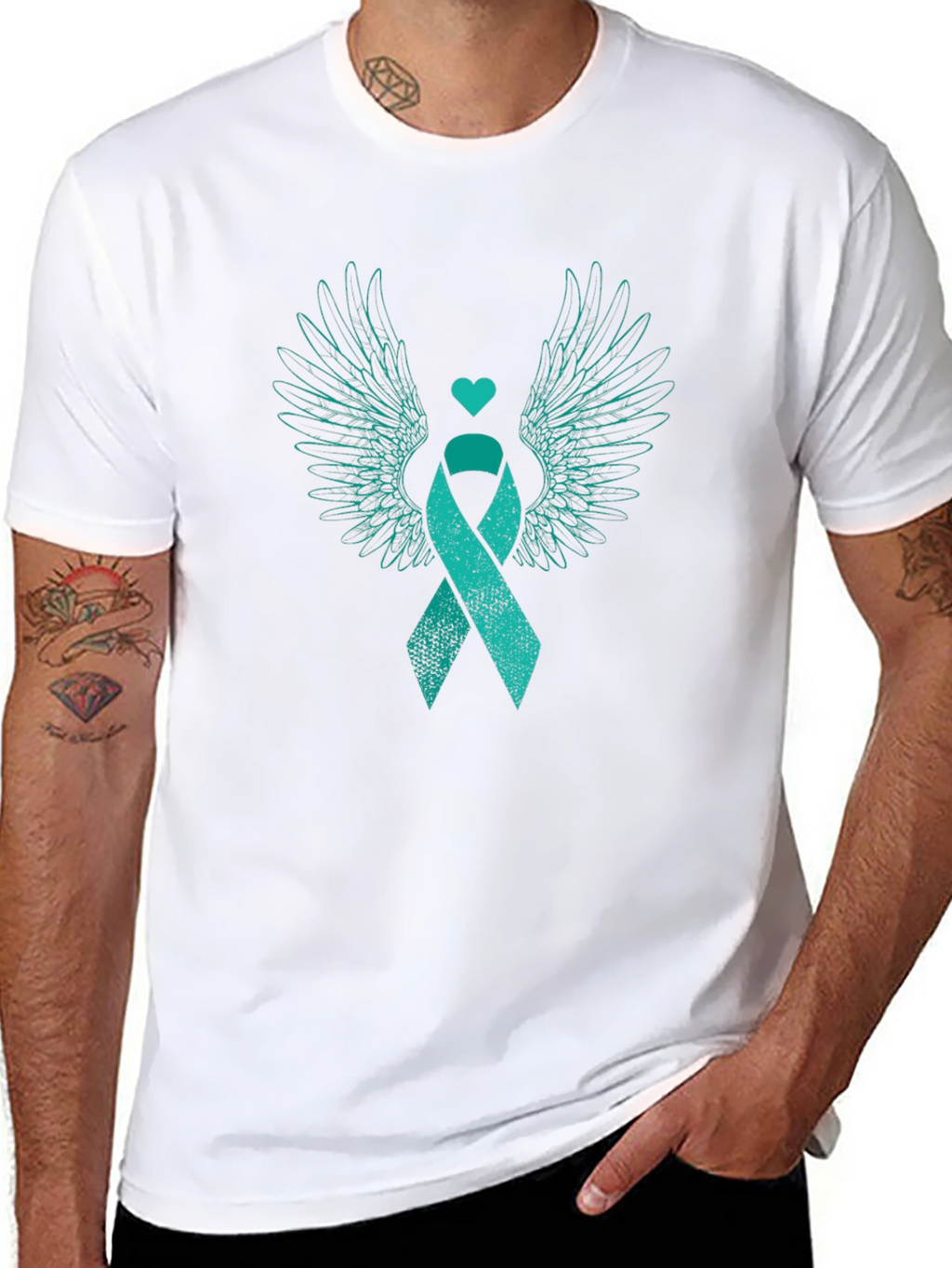 Teal Ribbon Wings Awareness T-Shirt