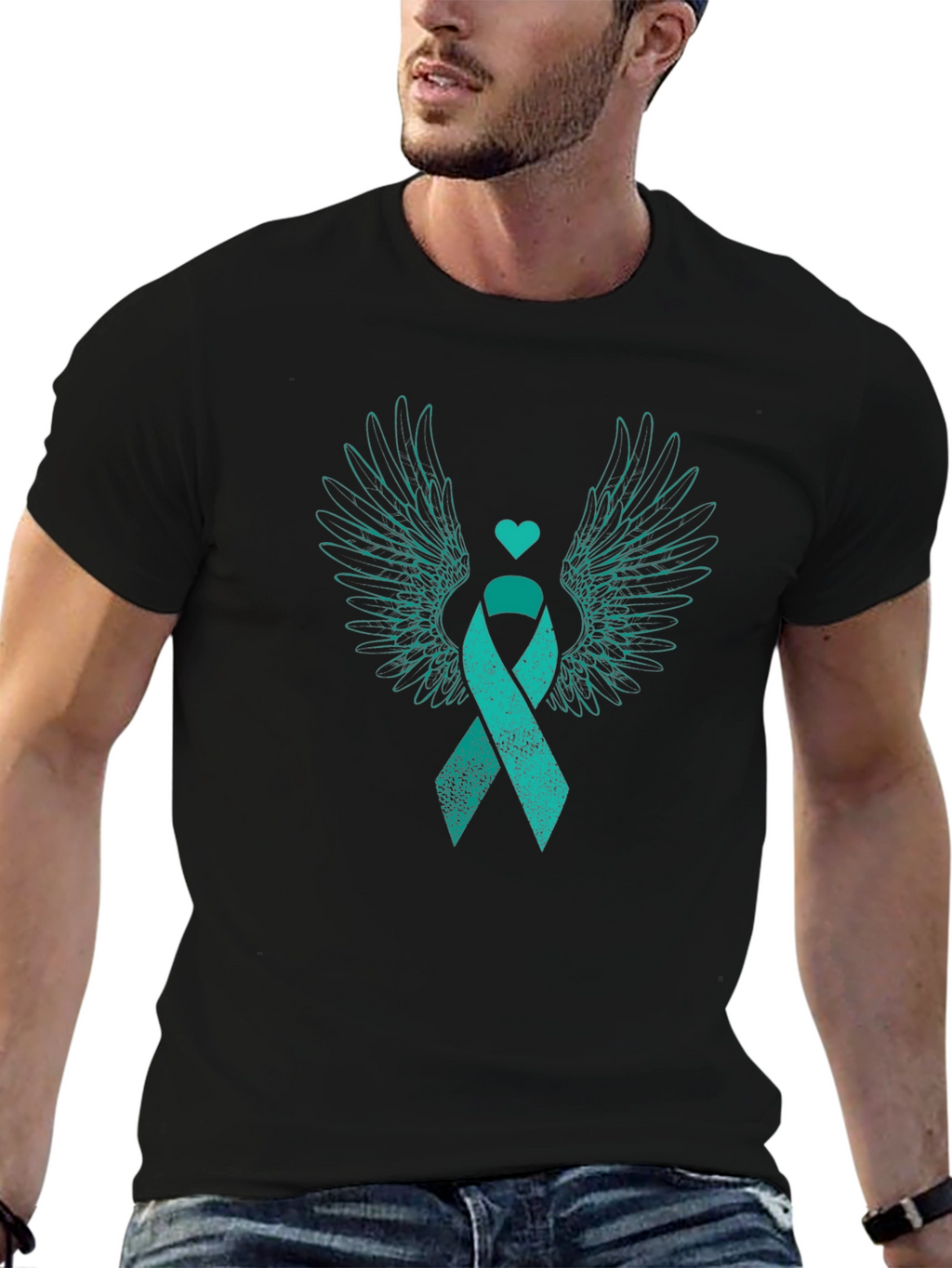 Teal Ribbon Wings Awareness T-Shirt