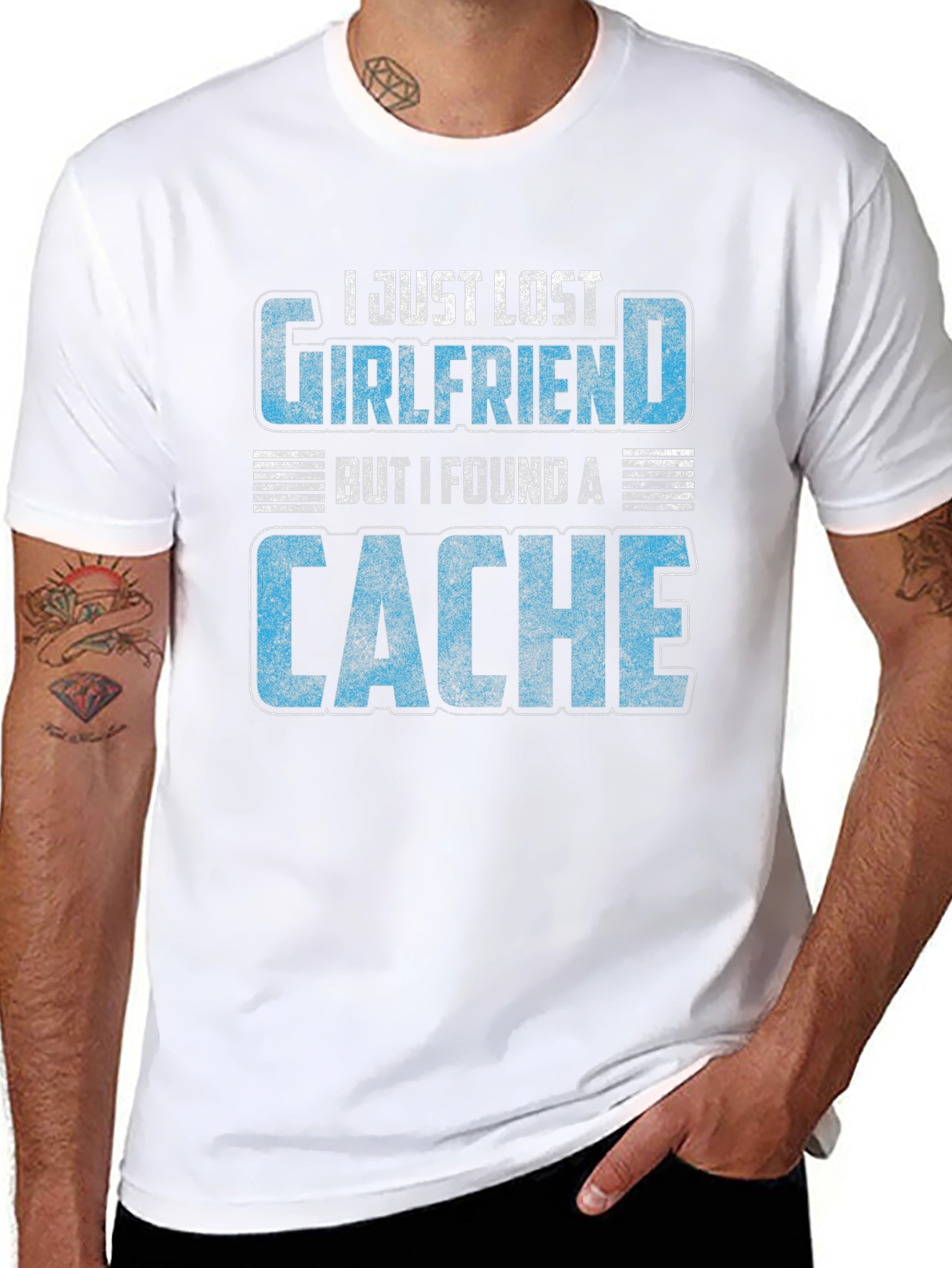 Geocaching T-Shirt - Lost Girlfriend Found a Cache