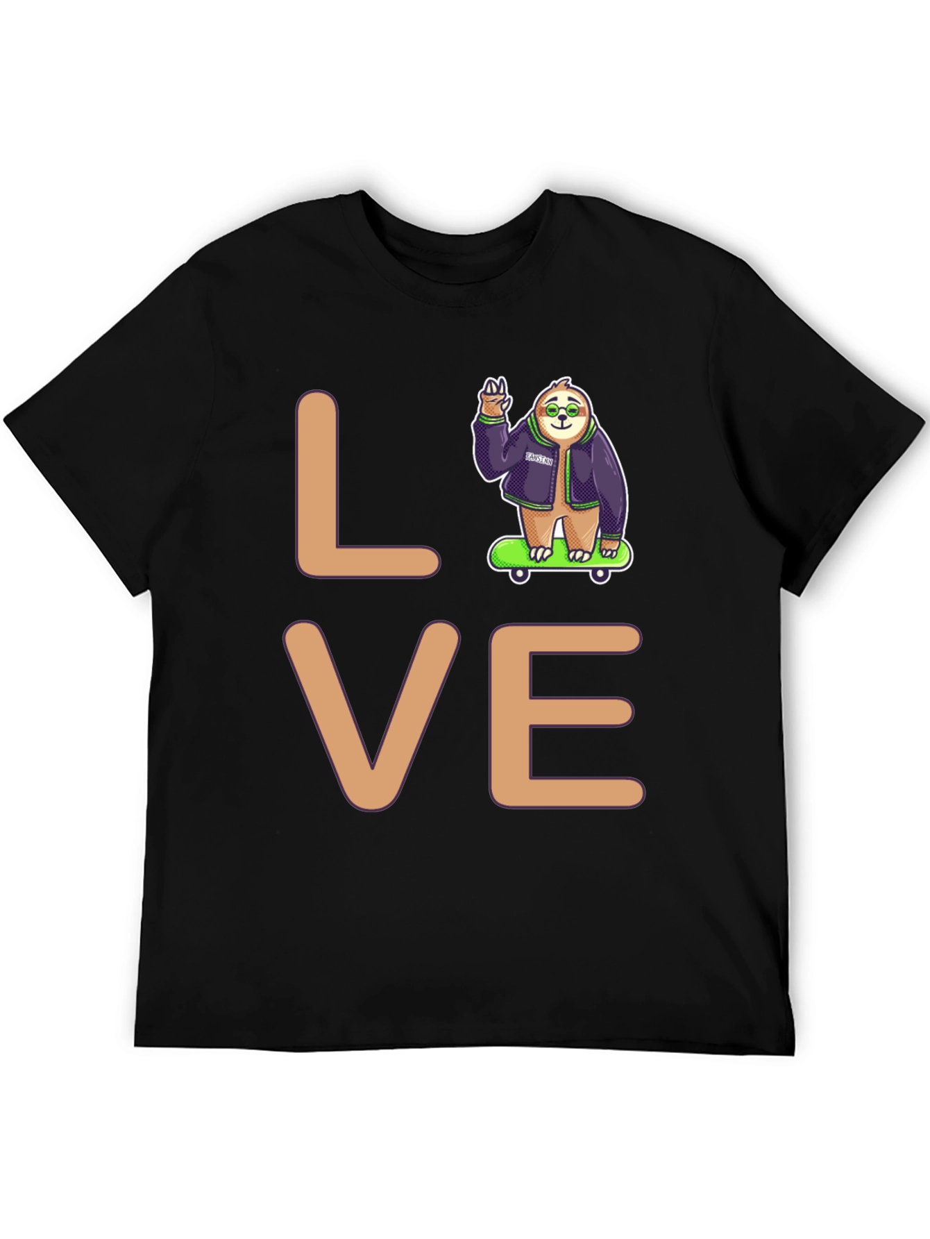 Sloth Skater Love Graphic T-Shirt