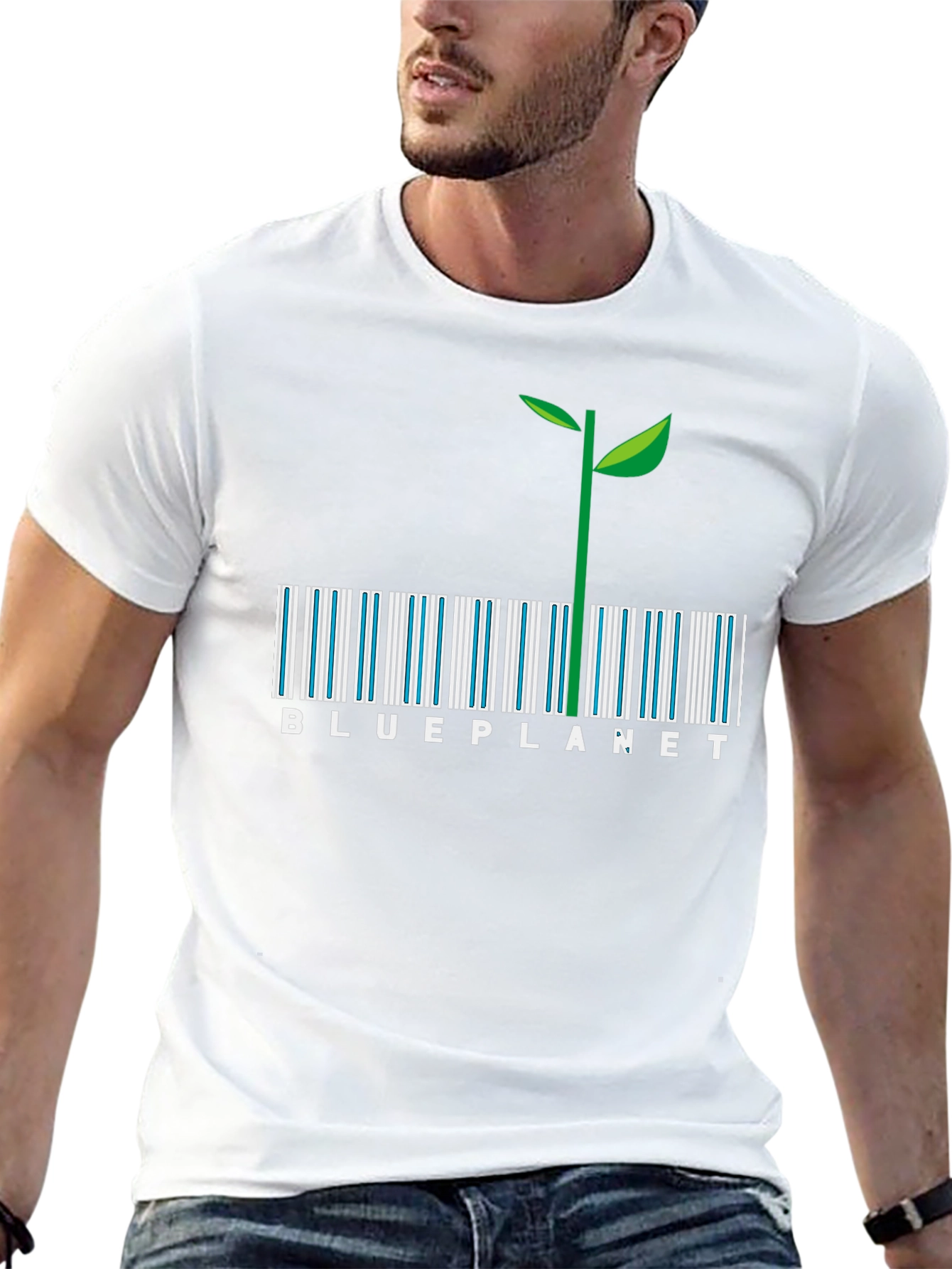 Blue Planet Barcode Plant Graphic Tee