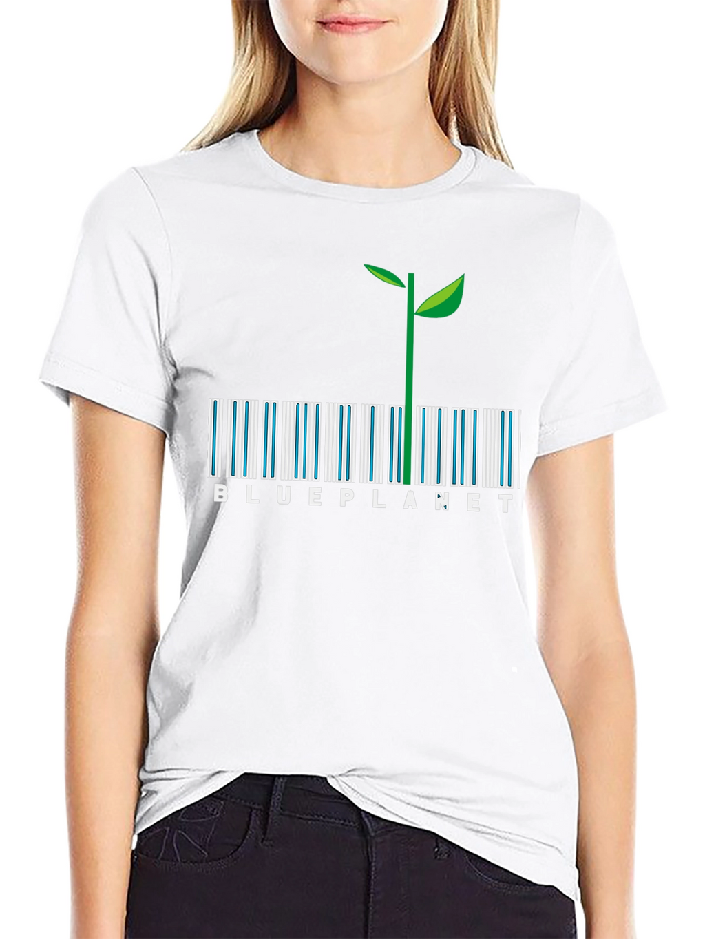 Blue Planet Barcode Plant Graphic Tee
