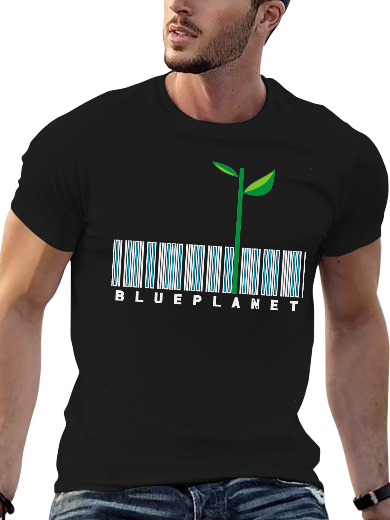 Blue Planet Barcode Plant Graphic Tee
