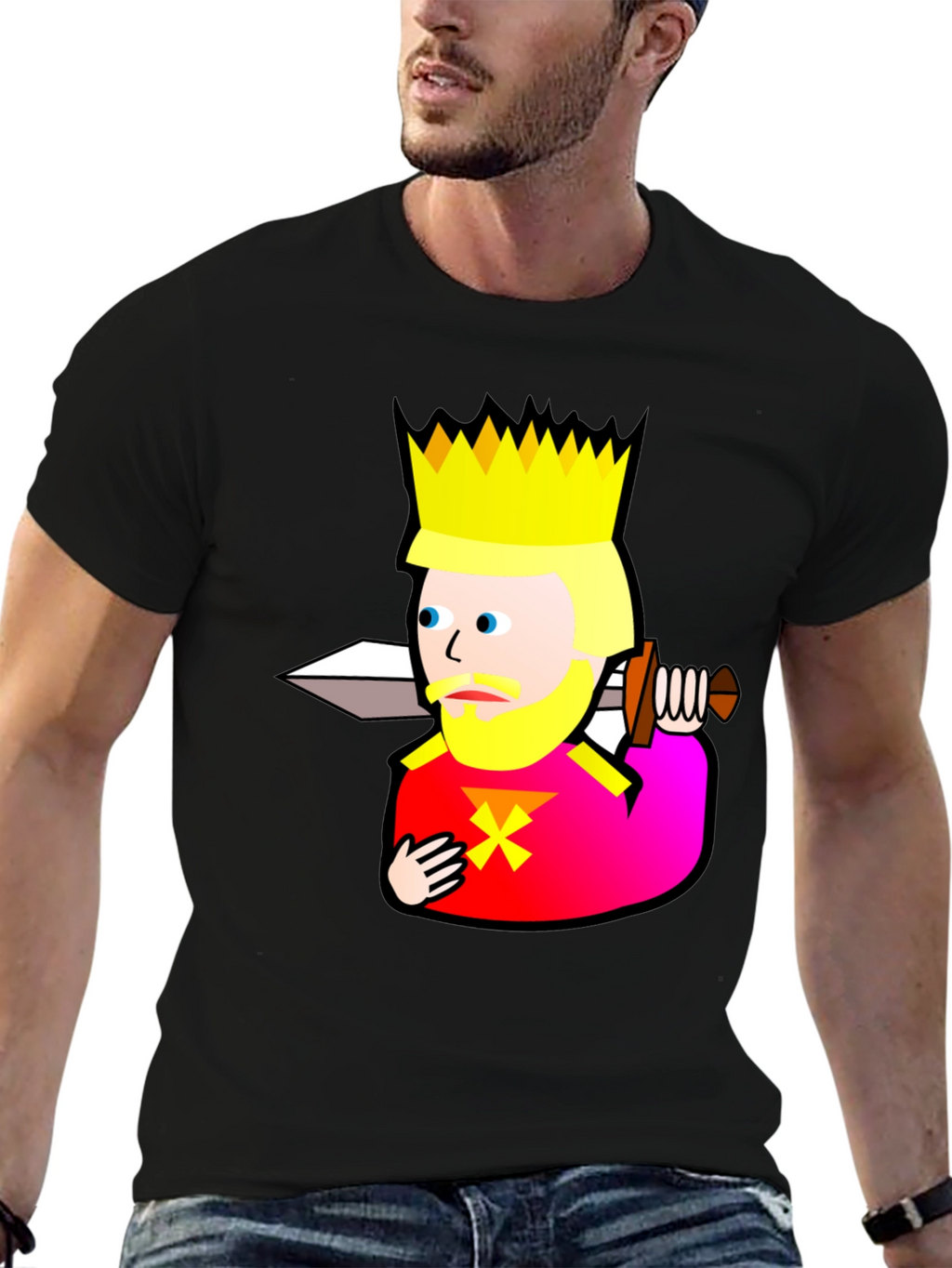 King Graphic T-Shirt - Black Cotton Tee