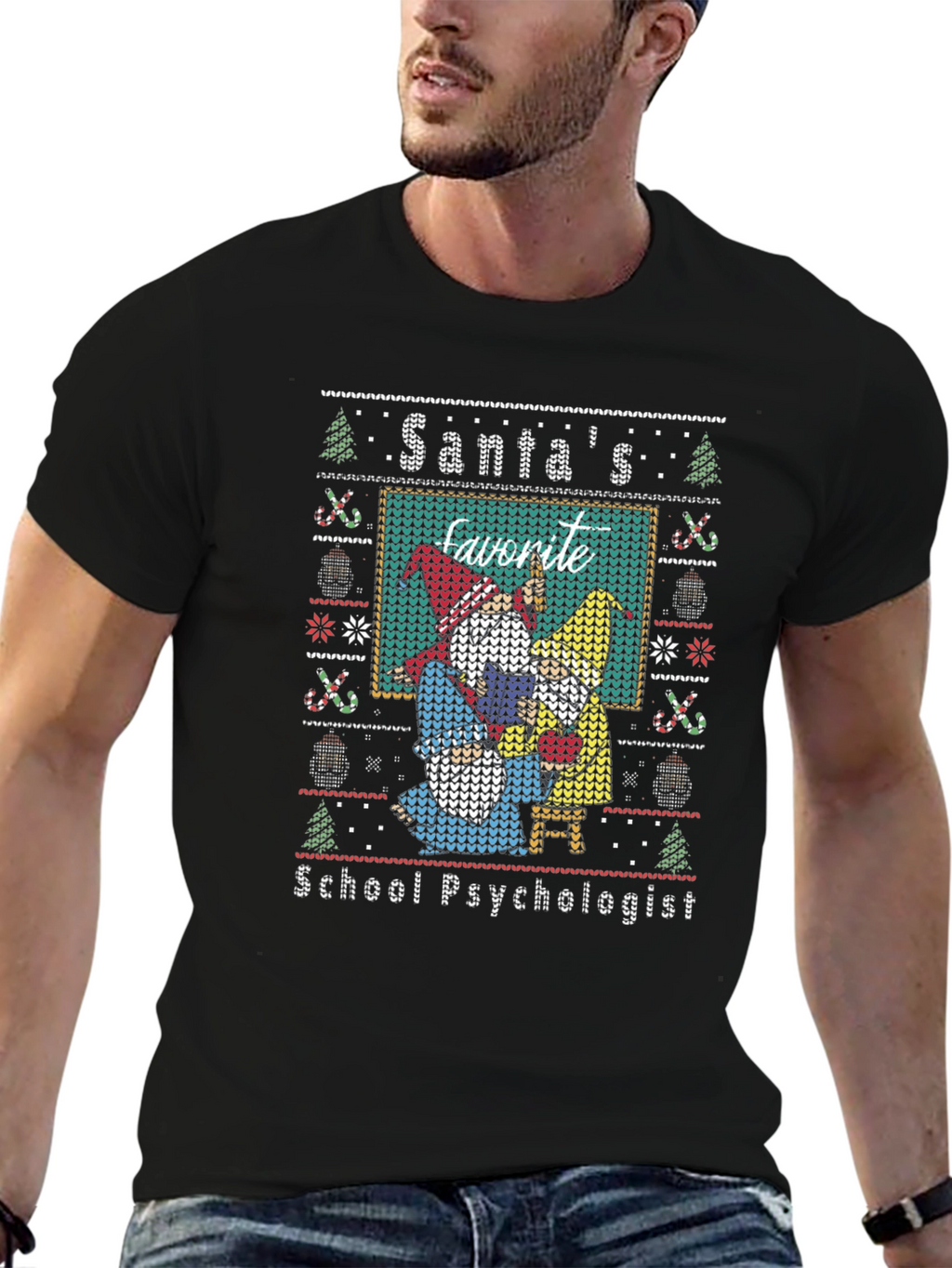 Santas Favorite School Psychologist Ugly Sweater T-Shirt