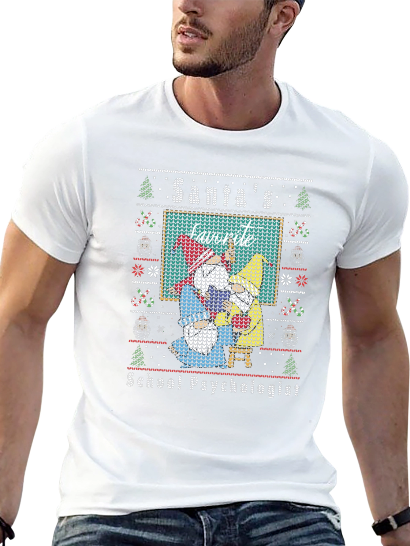 Santas Favorite School Psychologist Ugly Sweater T-Shirt