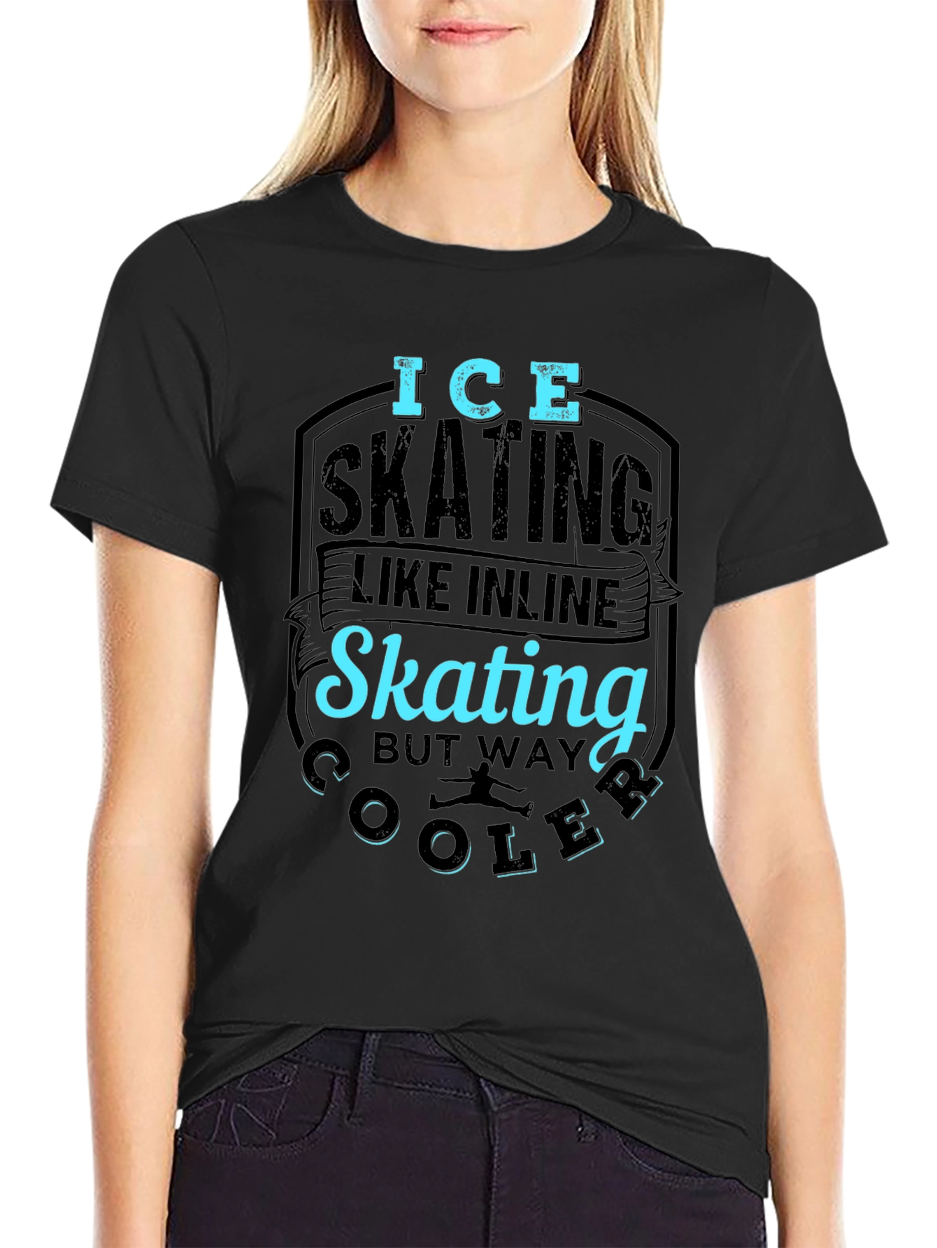 Ice Skating Cooler Than Inline Skate Black T-Shirt