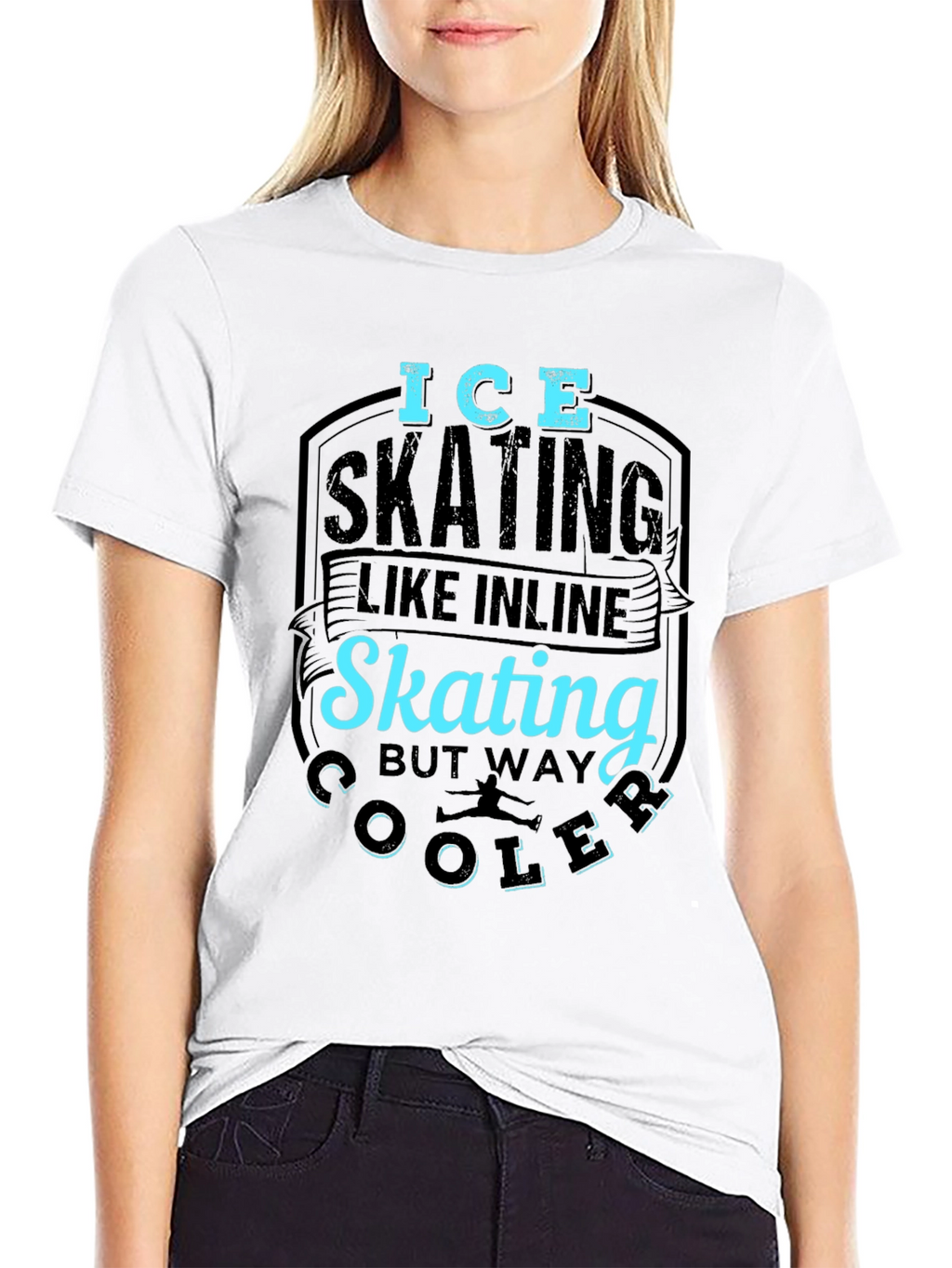 Ice Skating Cooler Than Inline Skate Black T-Shirt