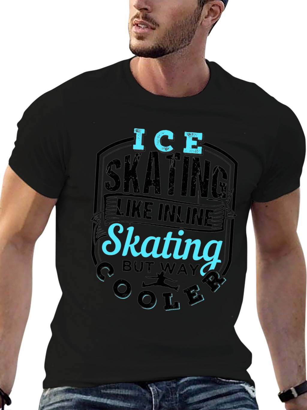 Ice Skating Cooler Than Inline Skate Black T-Shirt