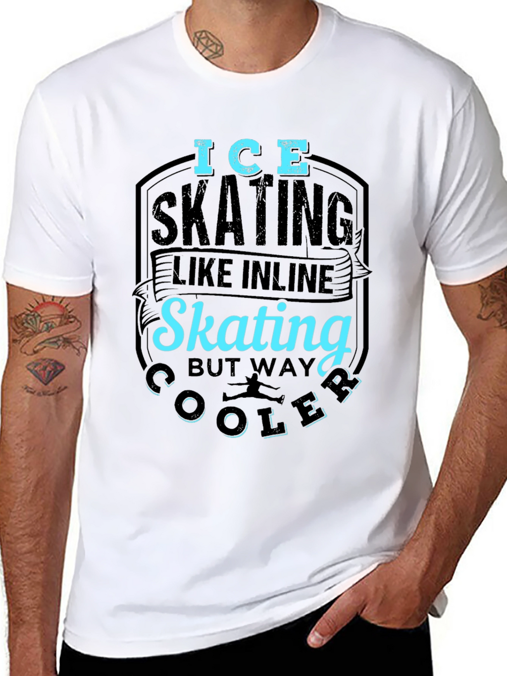 Ice Skating Cooler Than Inline Skate Black T-Shirt