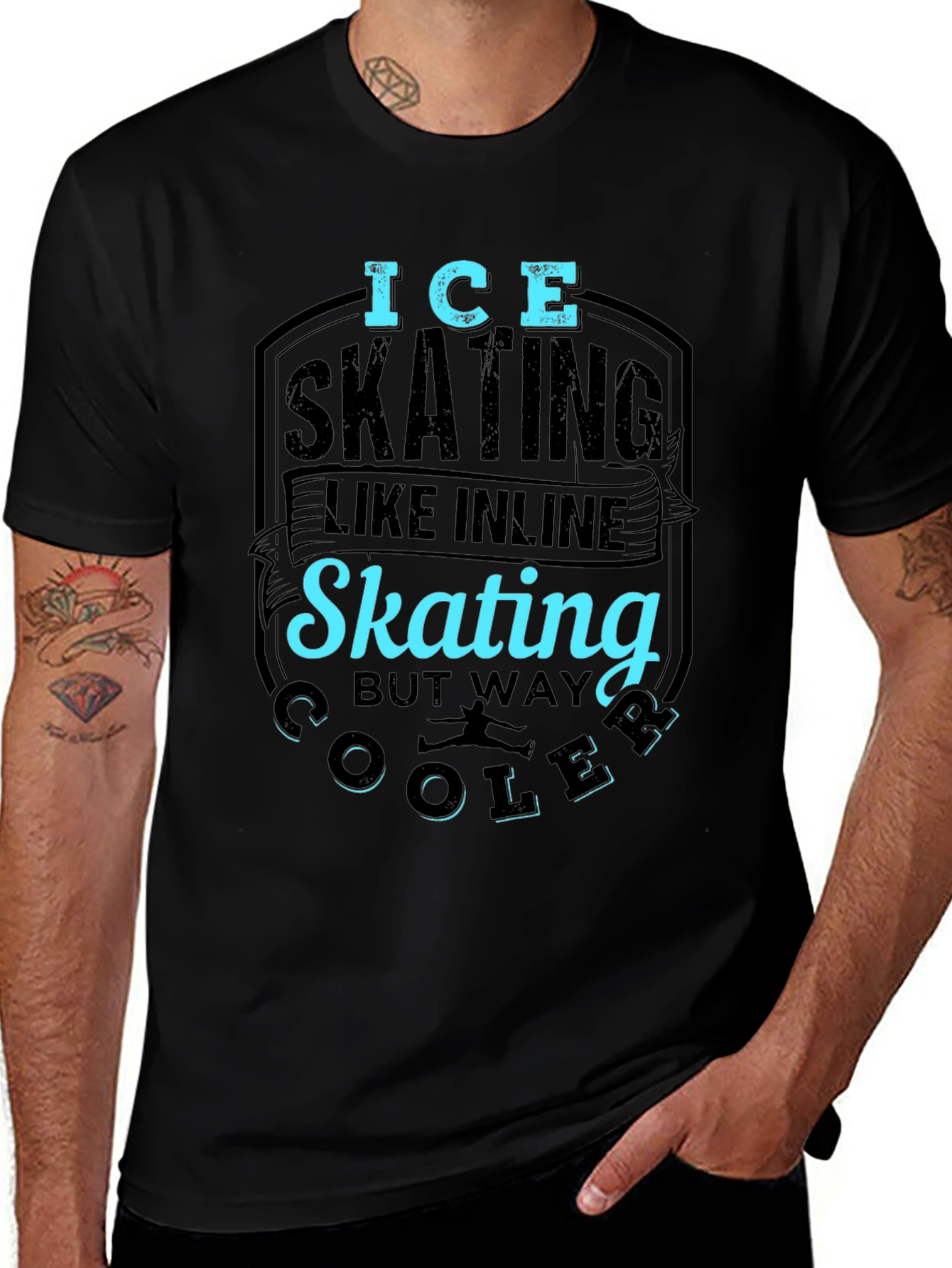 Ice Skating Cooler Than Inline Skate Black T-Shirt