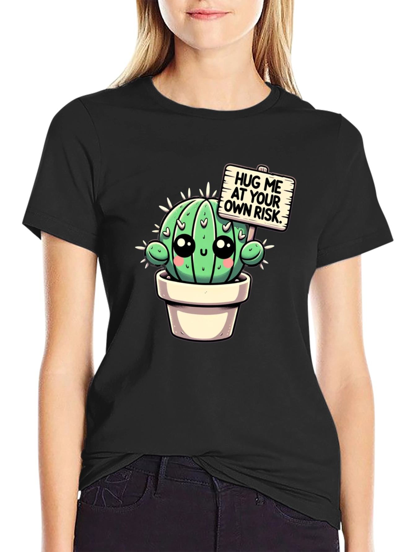 Cute Cactus T-Shirt - Hug Me At Your Own Risk