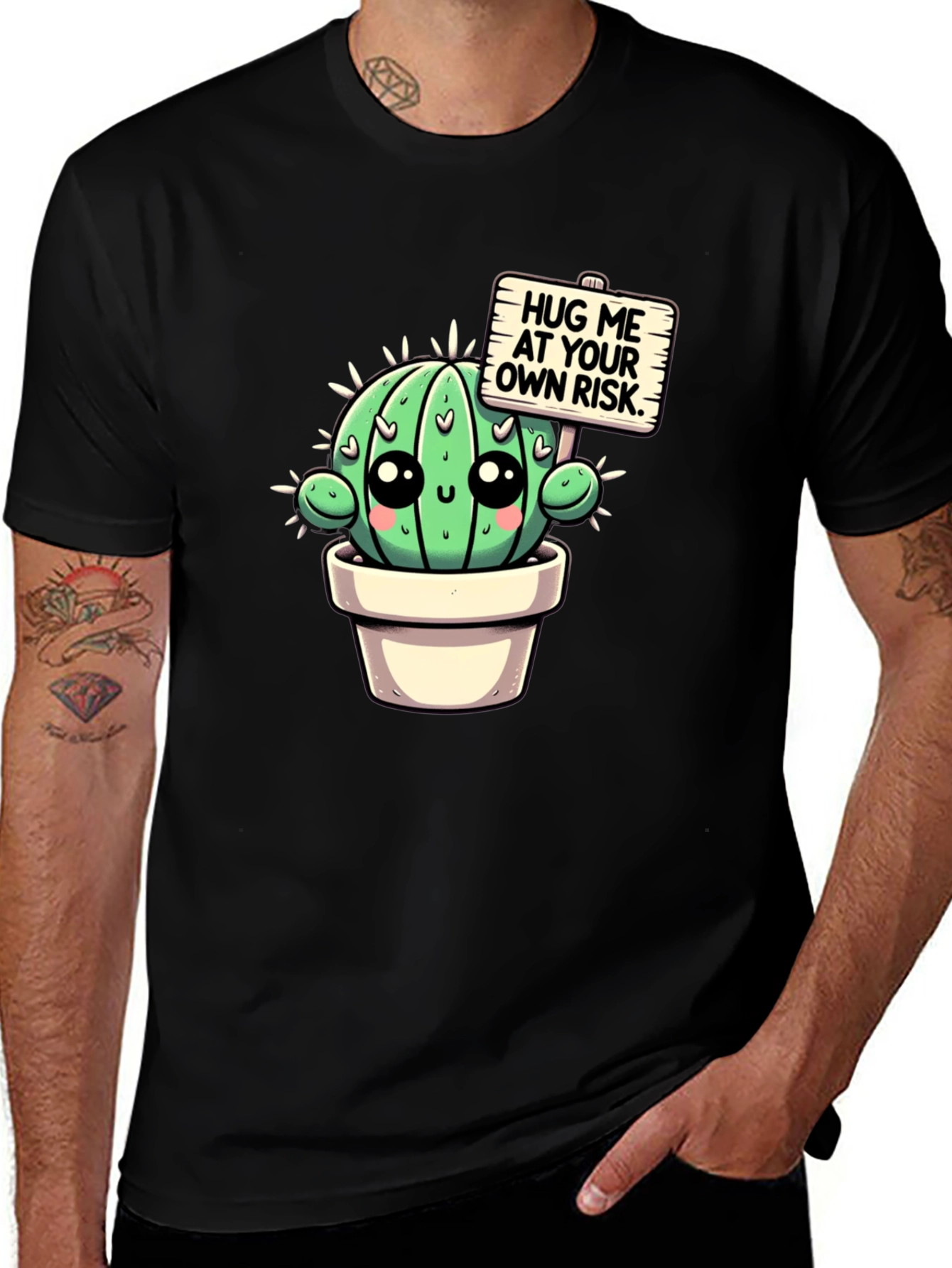 Cute Cactus T-Shirt - Hug Me At Your Own Risk