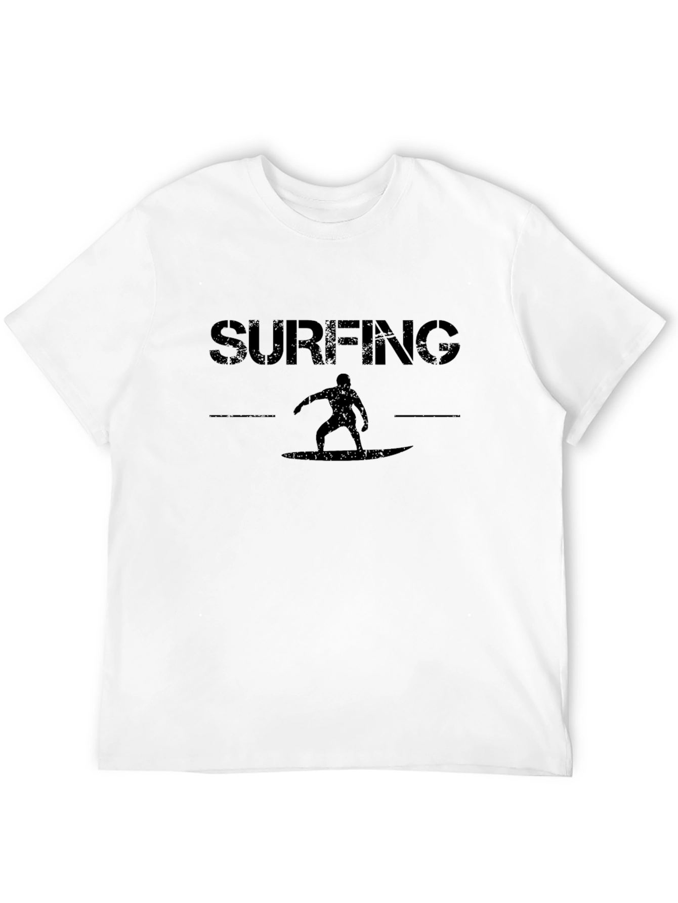 Surfing Graphic Tee - Black Cotton T-Shirt