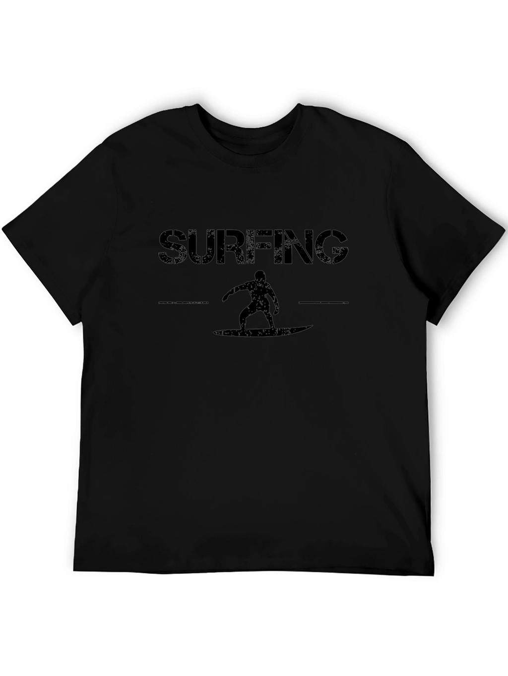 Surfing Graphic Tee - Black Cotton T-Shirt