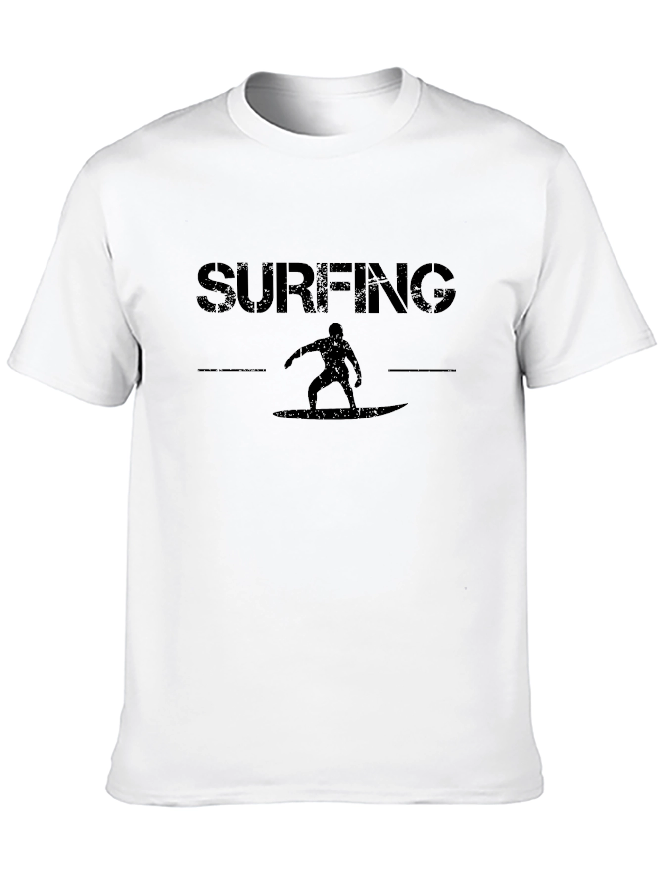 Surfing Graphic Tee - Black Cotton T-Shirt