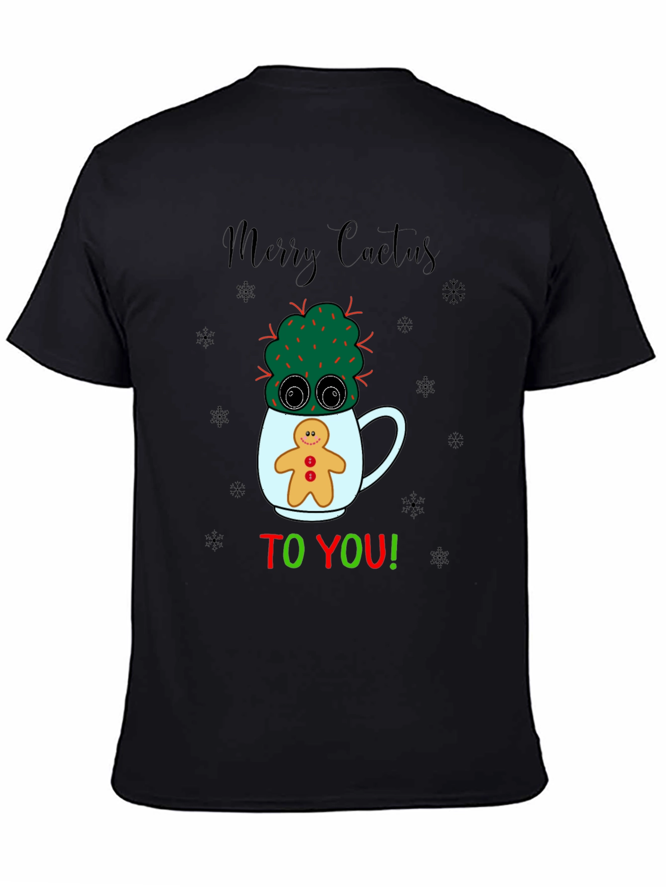 Merry Cactus Christmas Graphic T-Shirt