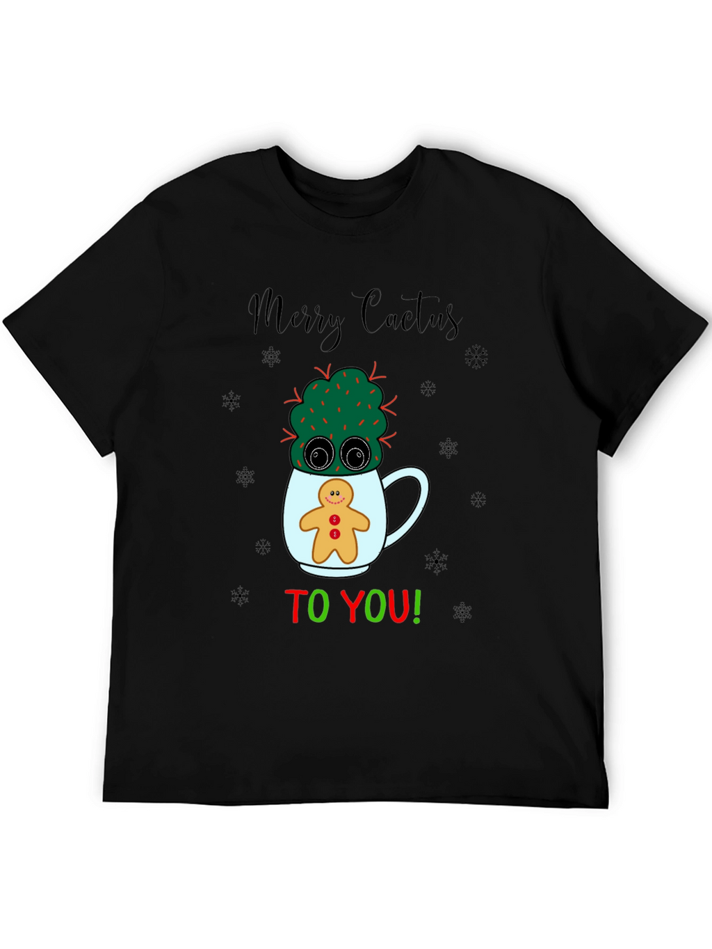 Merry Cactus Christmas Graphic T-Shirt