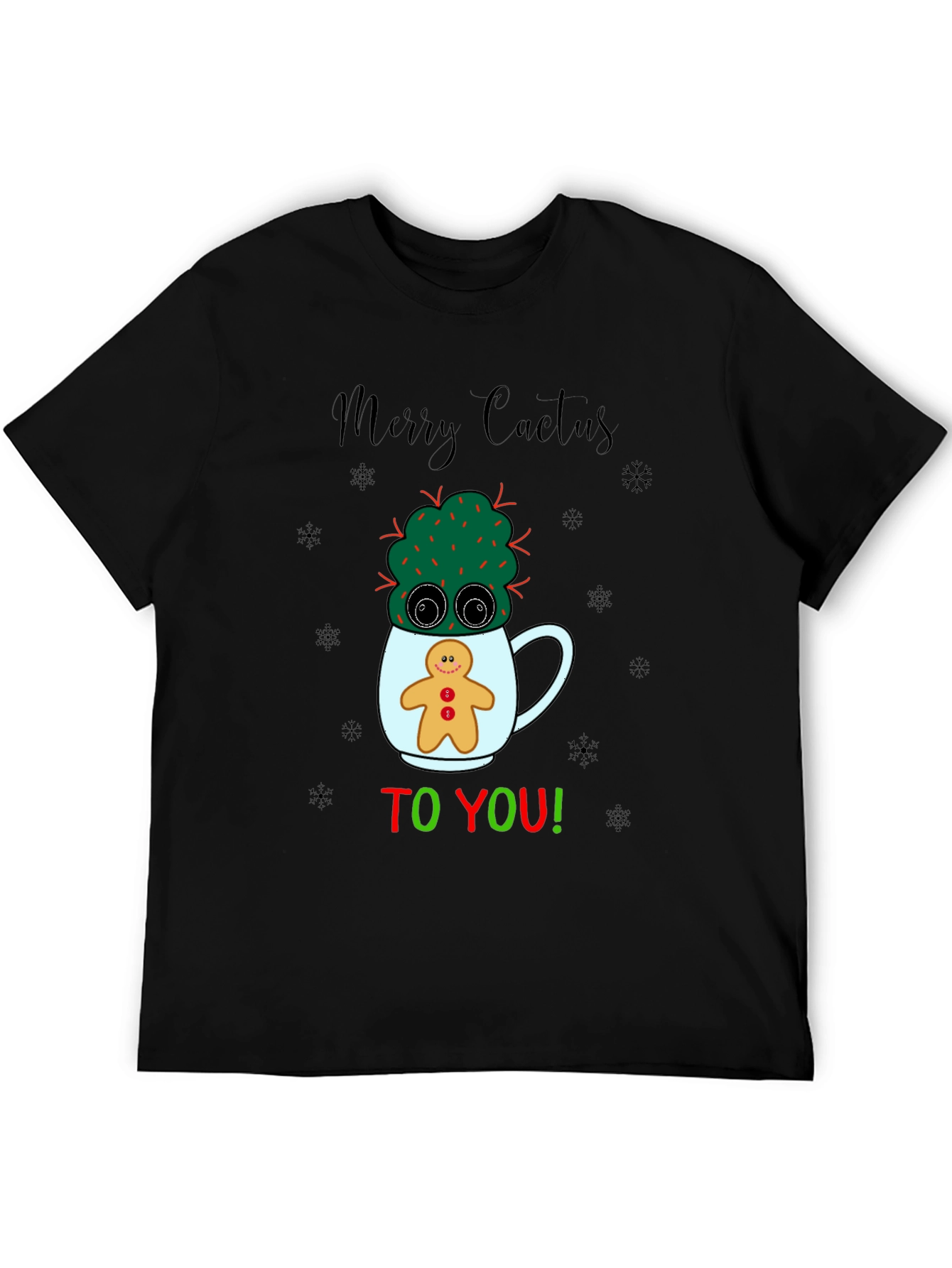 Merry Cactus Christmas Graphic T-Shirt