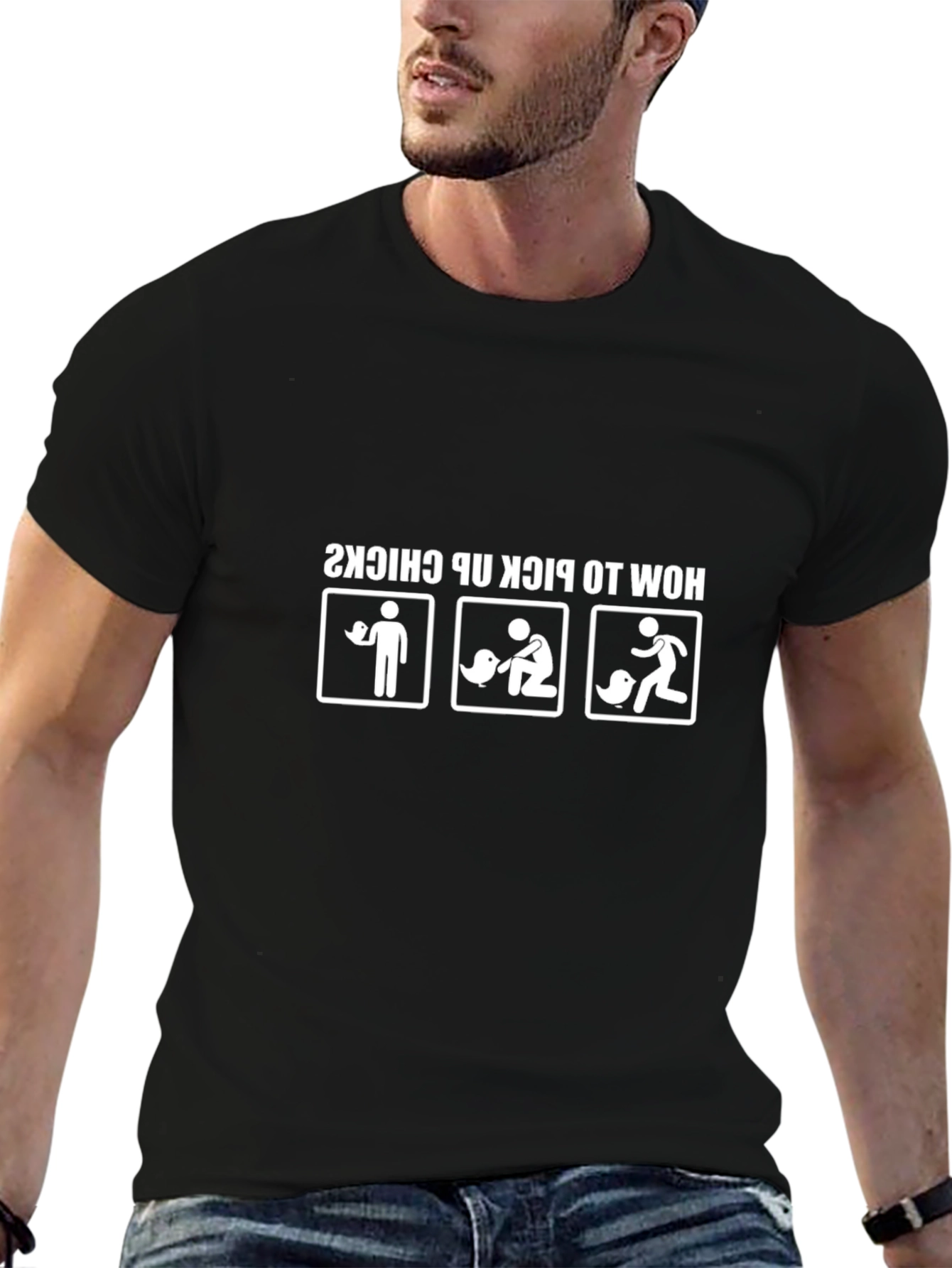 Humorous How to Pick Up Chicks Black T-Shirt