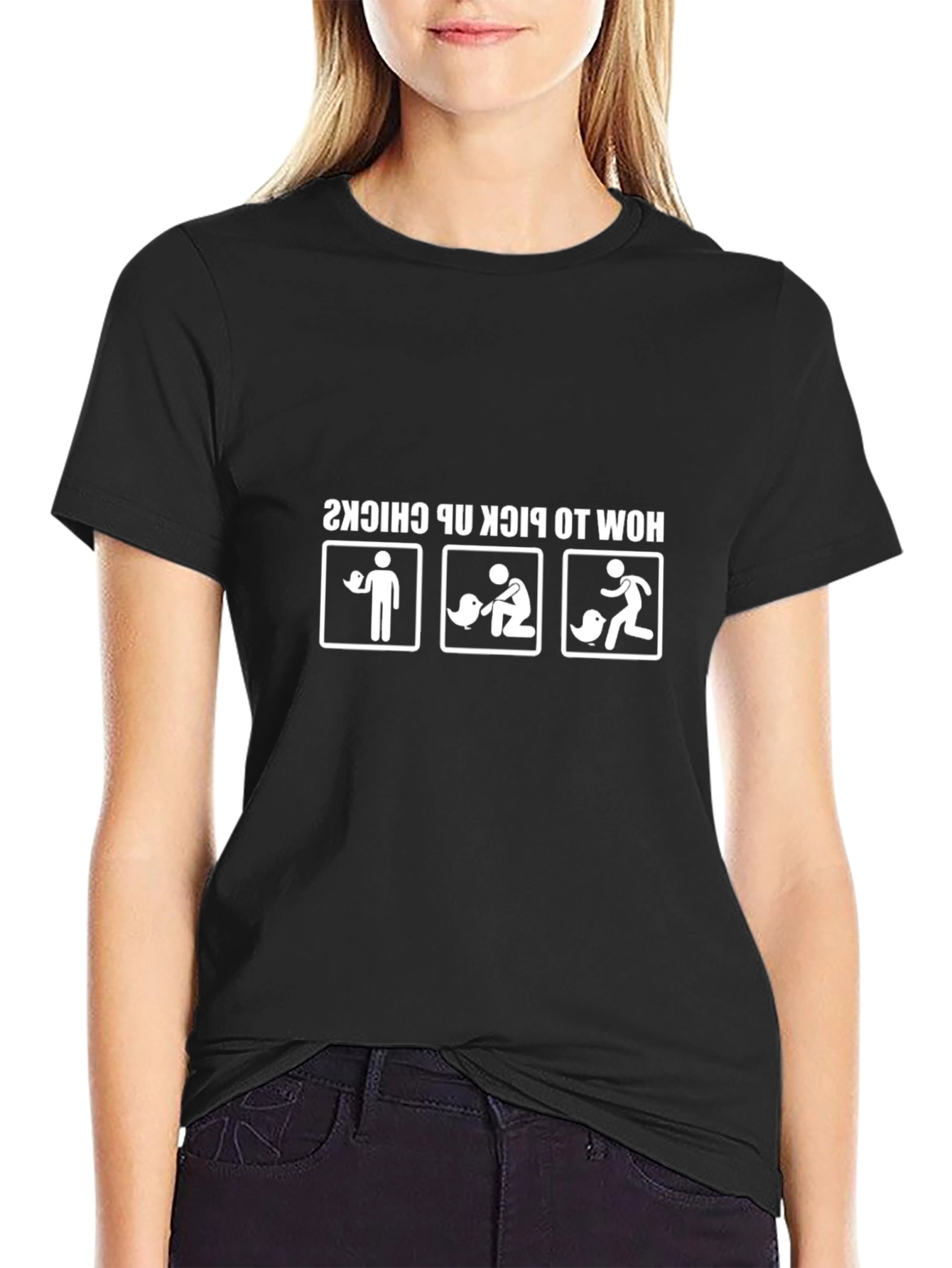Humorous How to Pick Up Chicks Black T-Shirt