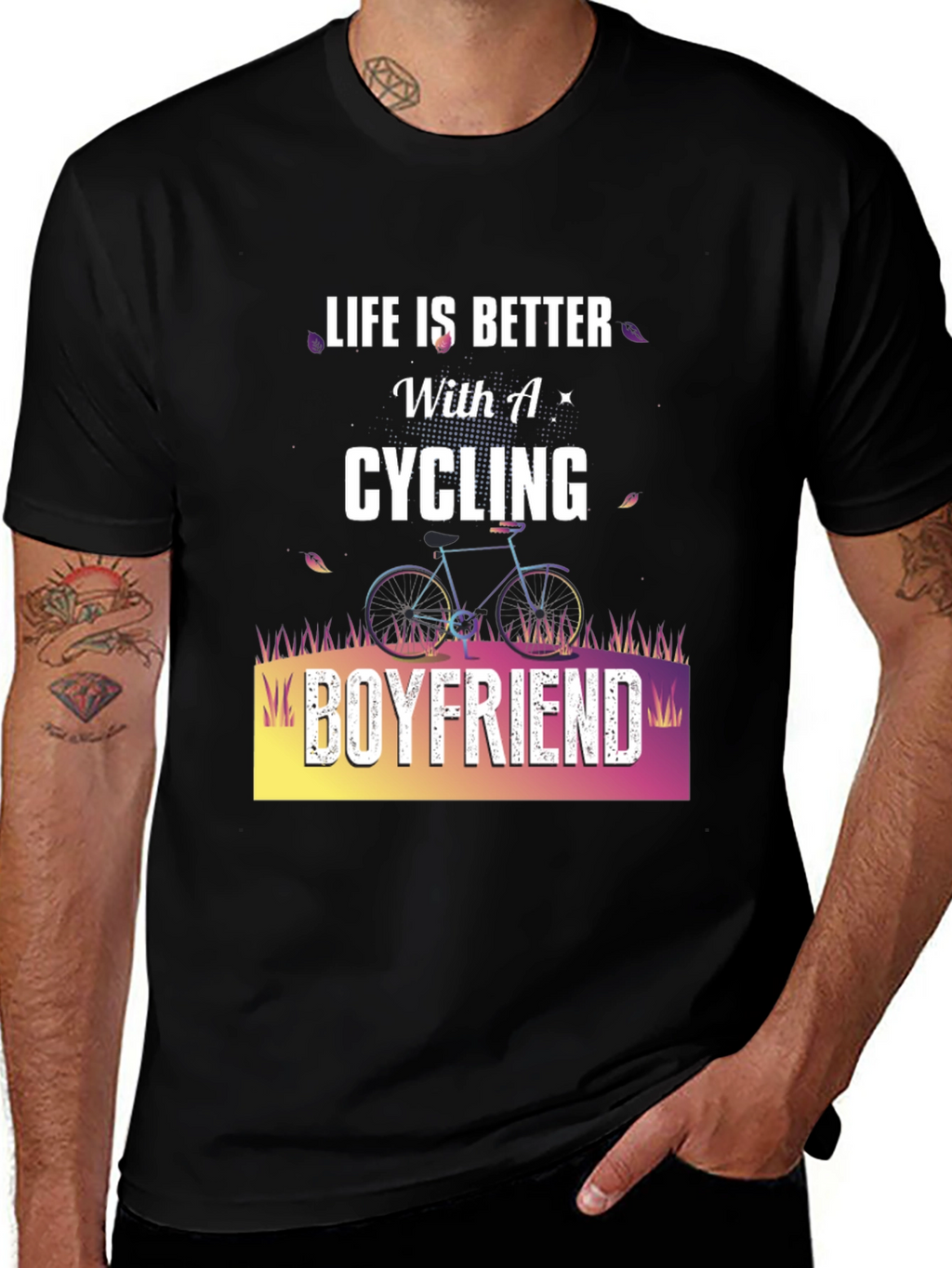 Cycling Boyfriend Graphic T-Shirt - Life is Better!