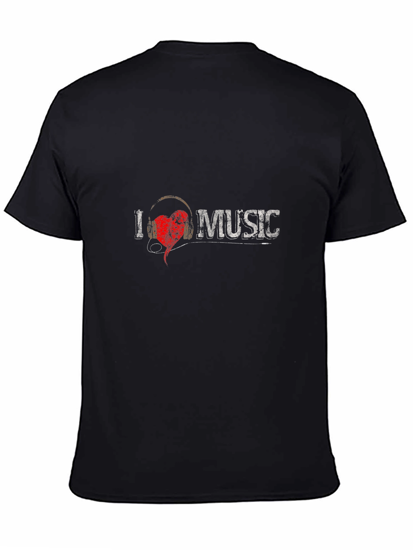 I Love Music Graphic Tee - Black Cotton Blend T-Shirt