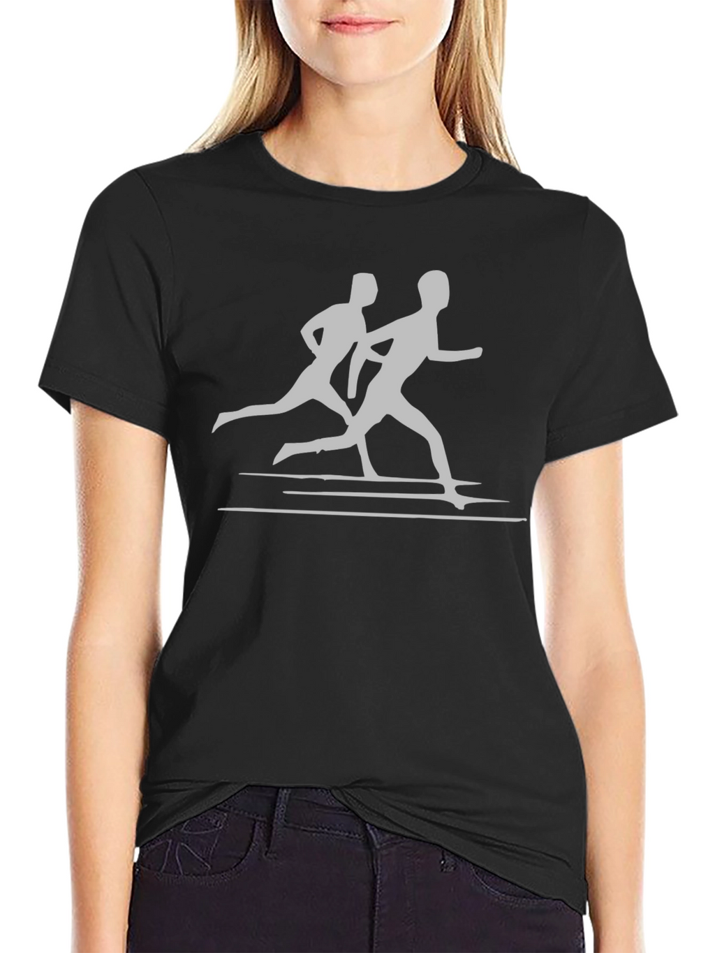 Mens Running Graphic Tee - Black Cotton