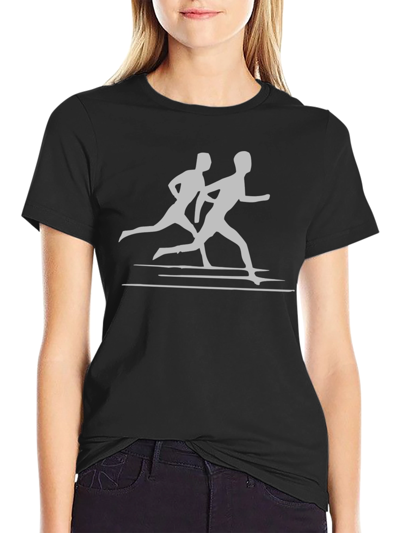 Mens Running Graphic Tee - Black Cotton