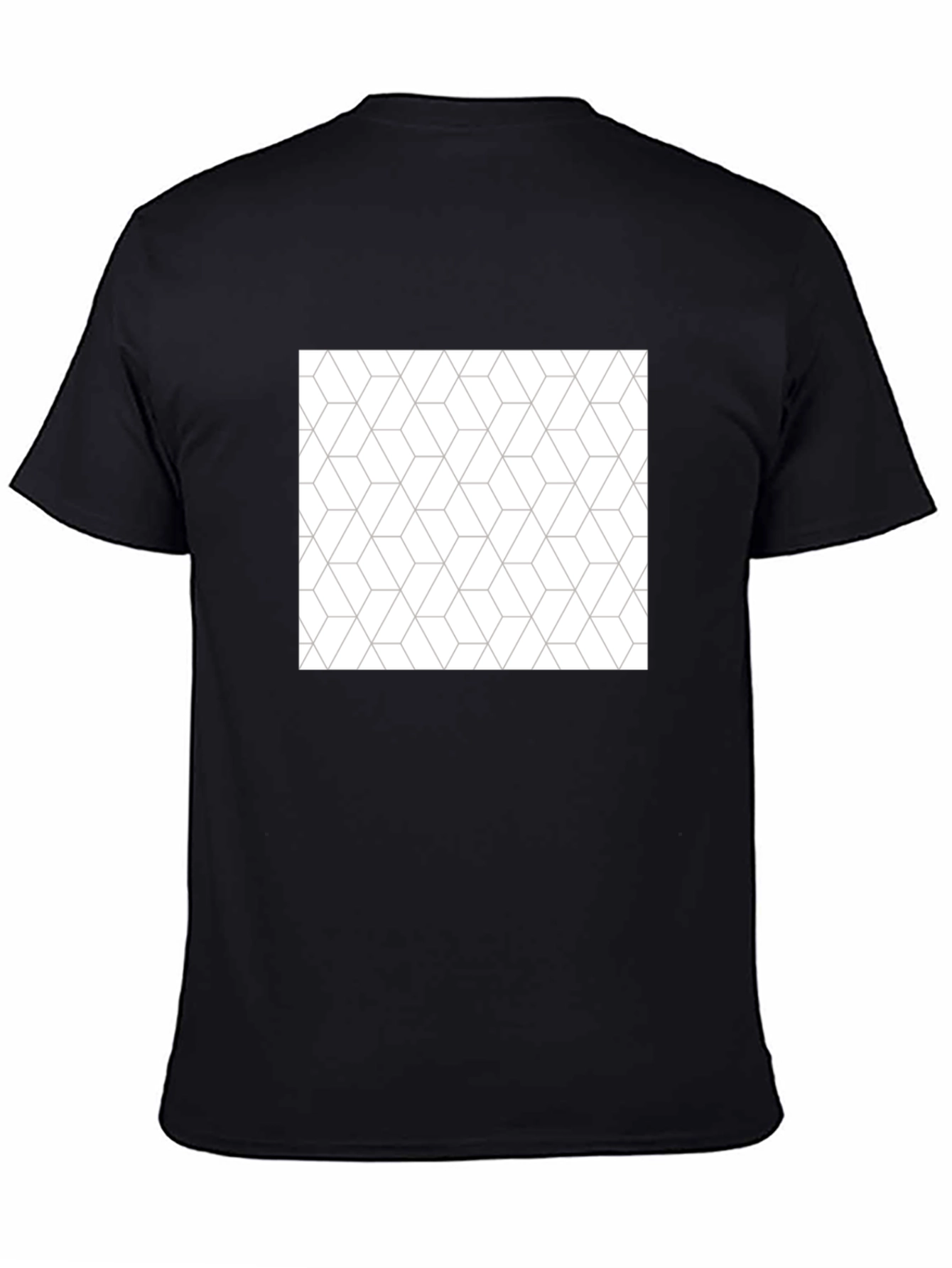 Geometric Cube Pattern Black T-Shirt