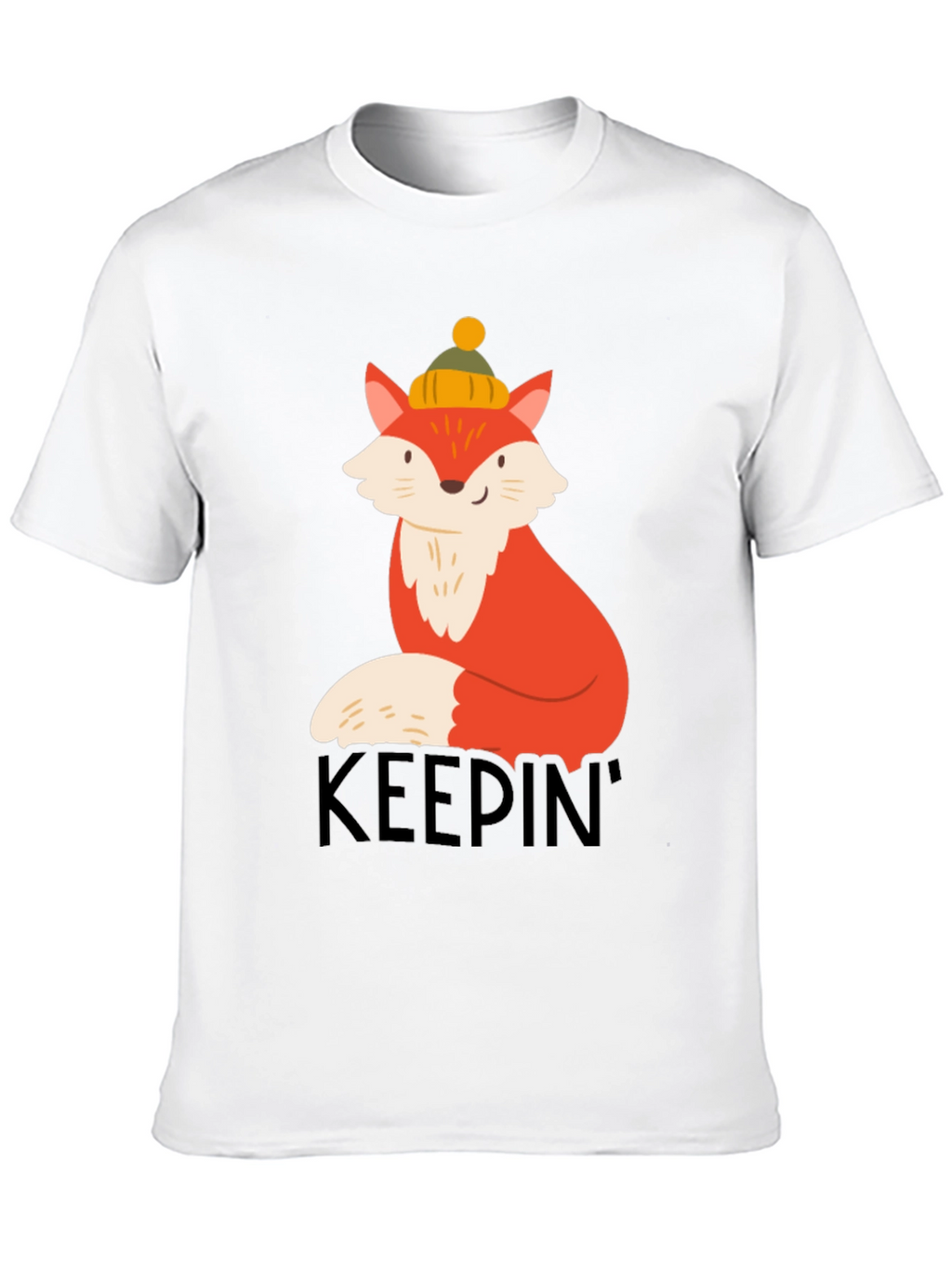 Keepin Cozy Fox Graphic Tee - Black Crew Neck