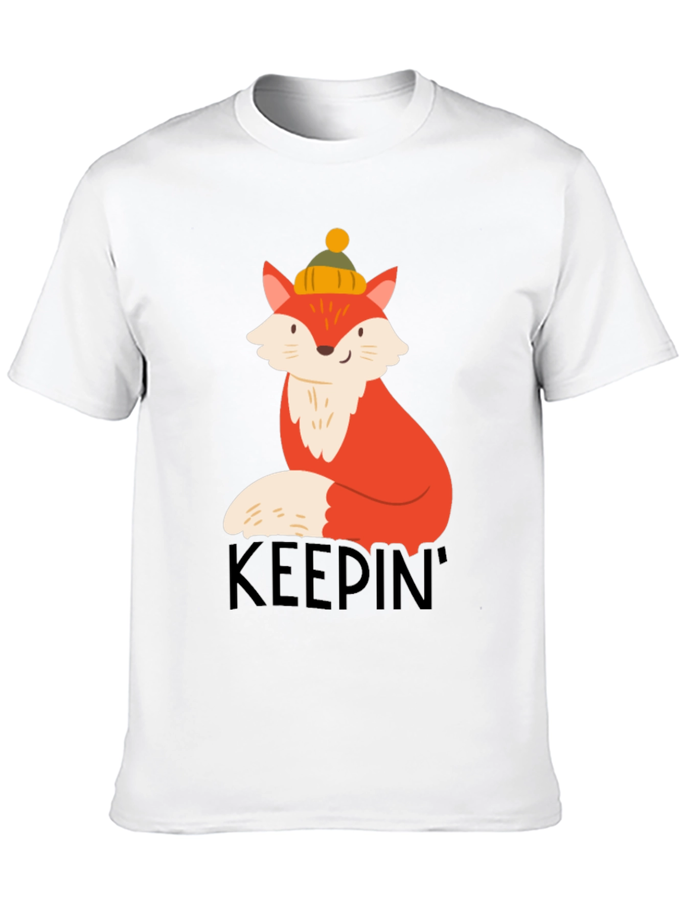 Keepin Cozy Fox Graphic Tee - Black Crew Neck