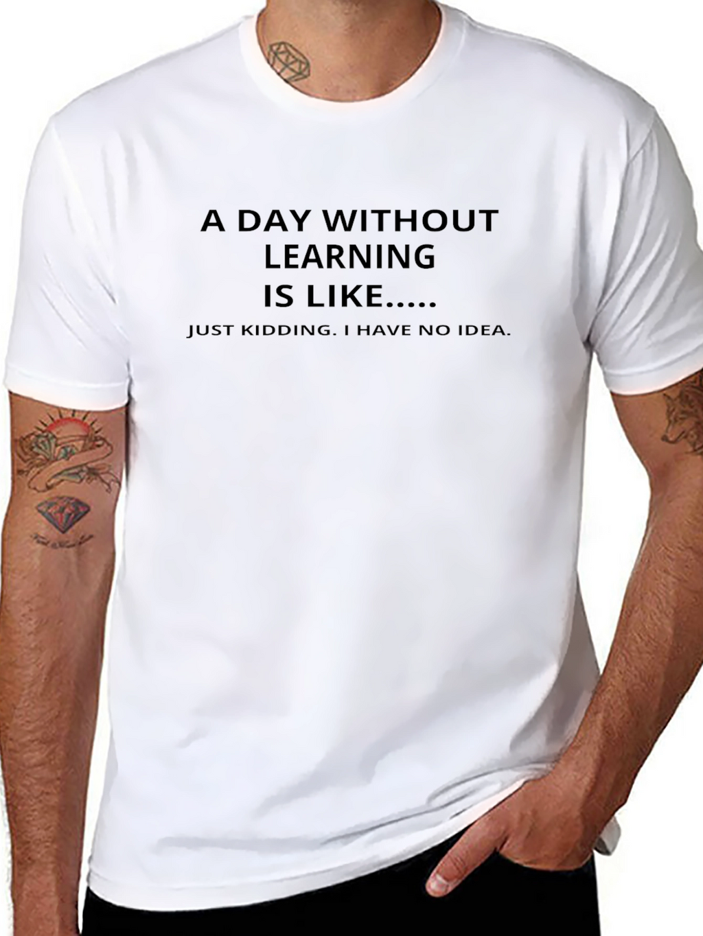 Humorous Day Without Learning Black T-Shirt