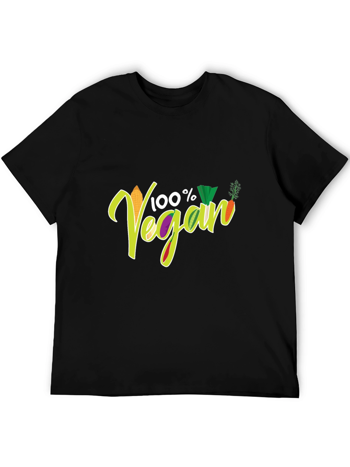 100% Vegan T-Shirt Black Cotton Tee
