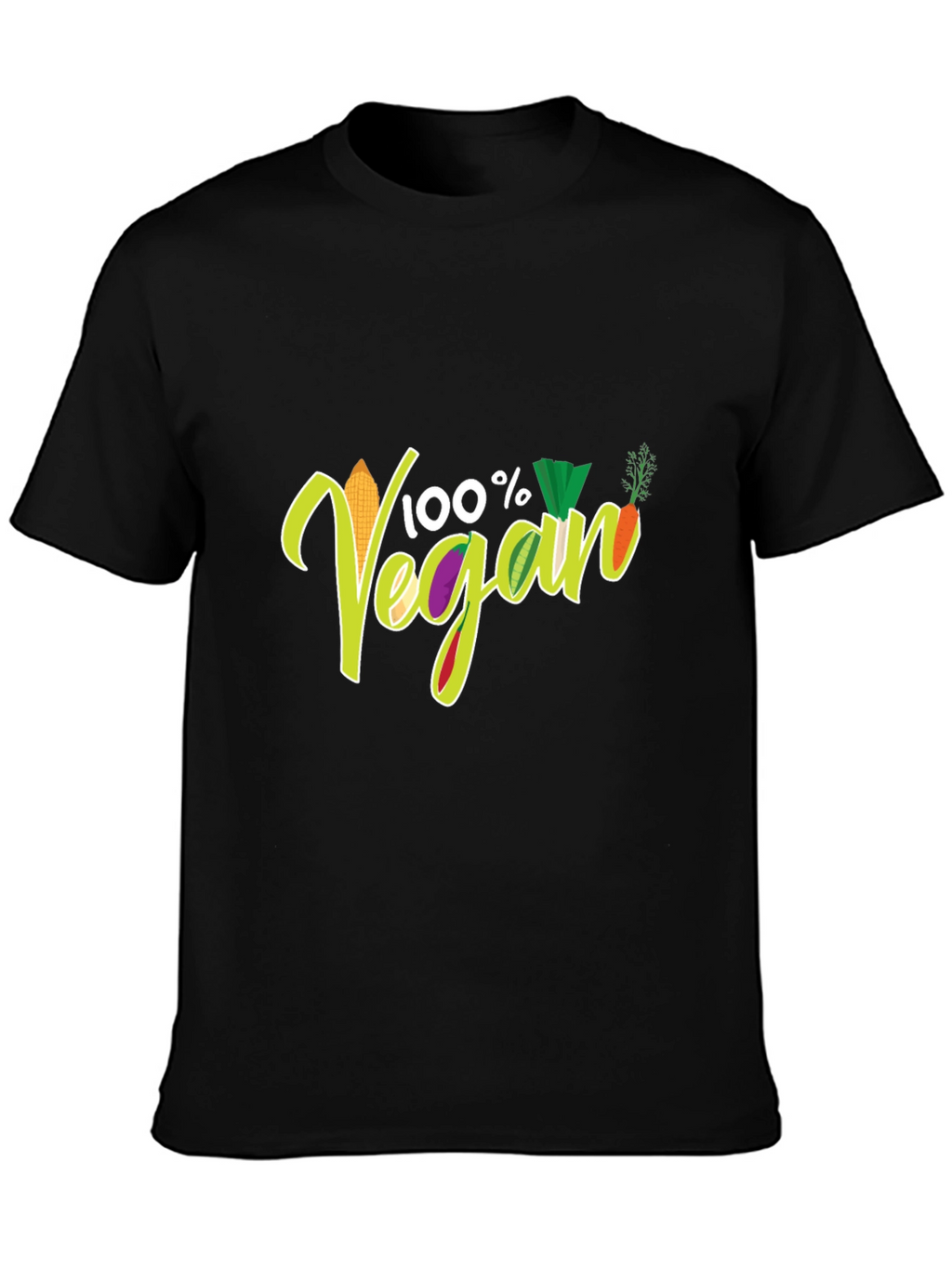 100% Vegan T-Shirt Black Cotton Tee