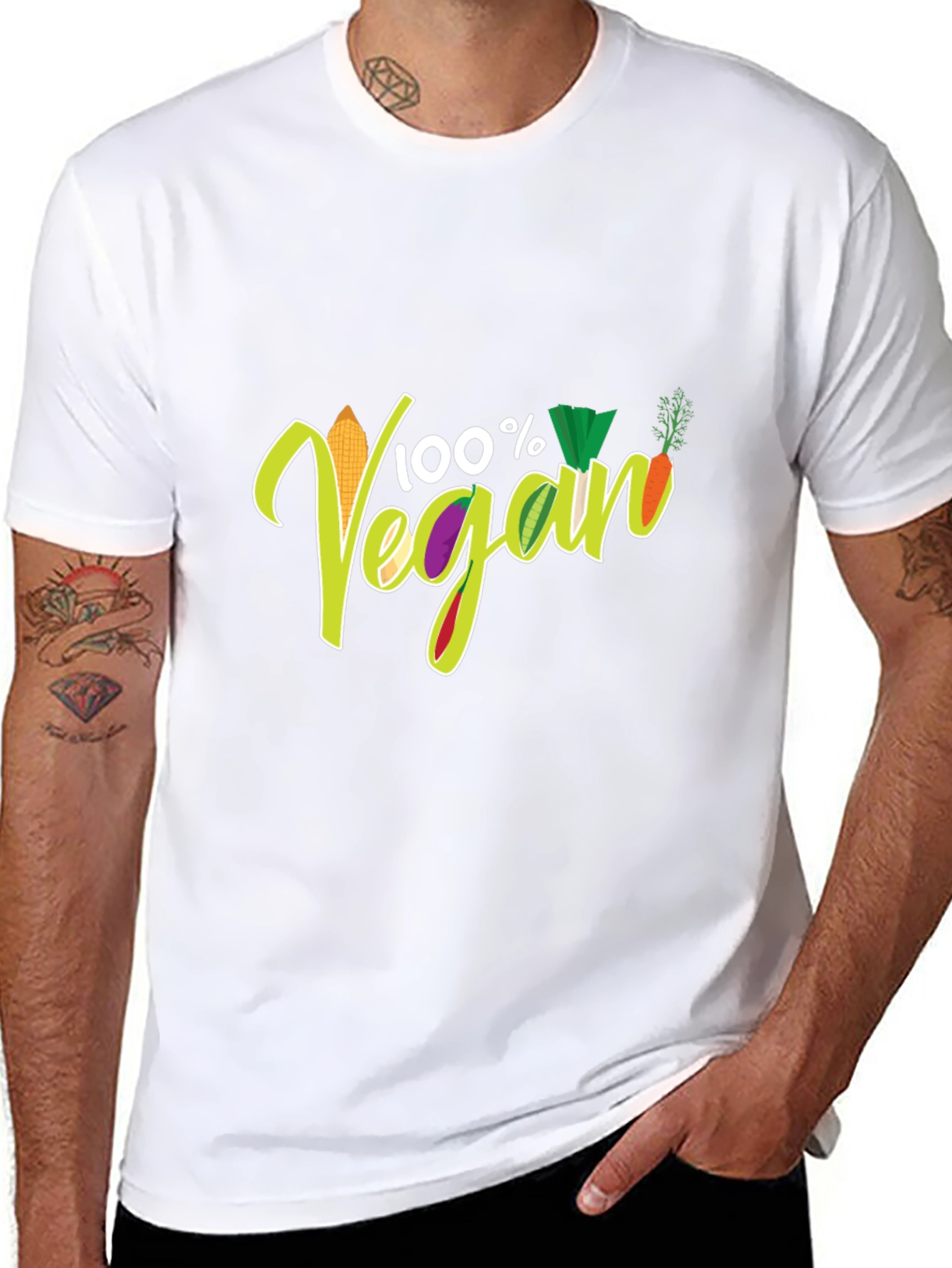 100% Vegan T-Shirt Black Cotton Tee