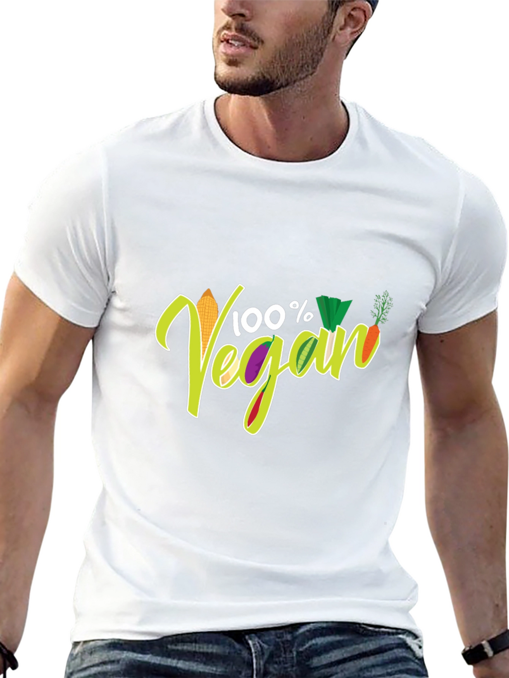 100% Vegan T-Shirt Black Cotton Tee