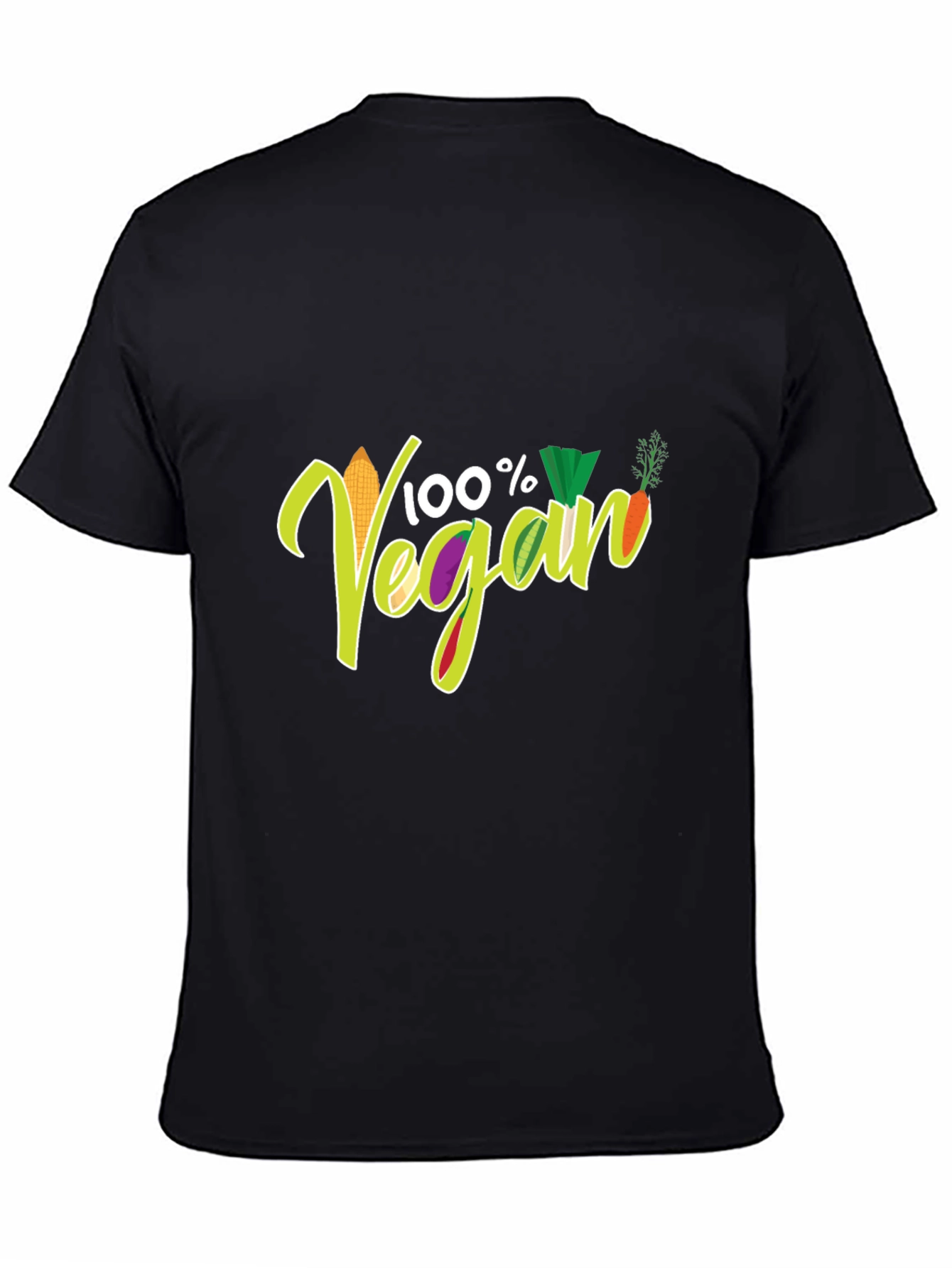 100% Vegan T-Shirt Black Cotton Tee