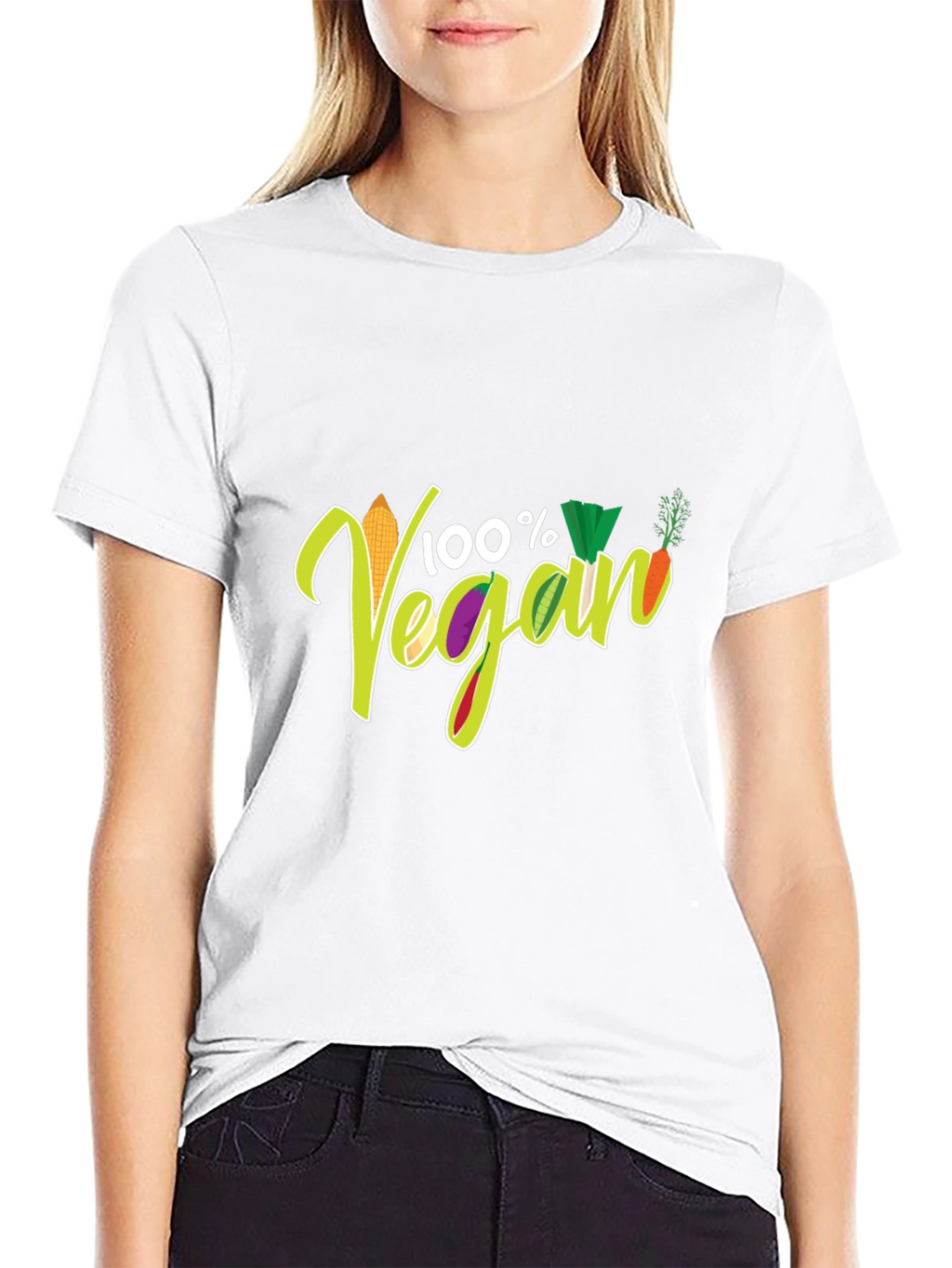 100% Vegan T-Shirt Black Cotton Tee
