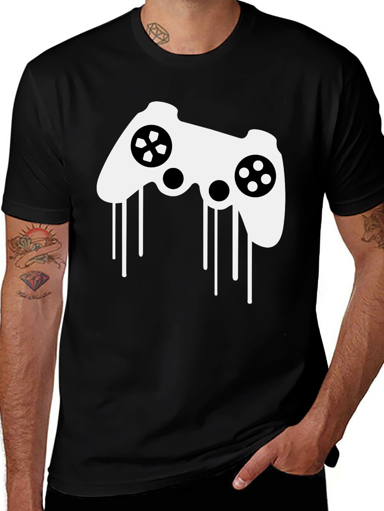 Dripping Game Controller Graphic Tee - Black