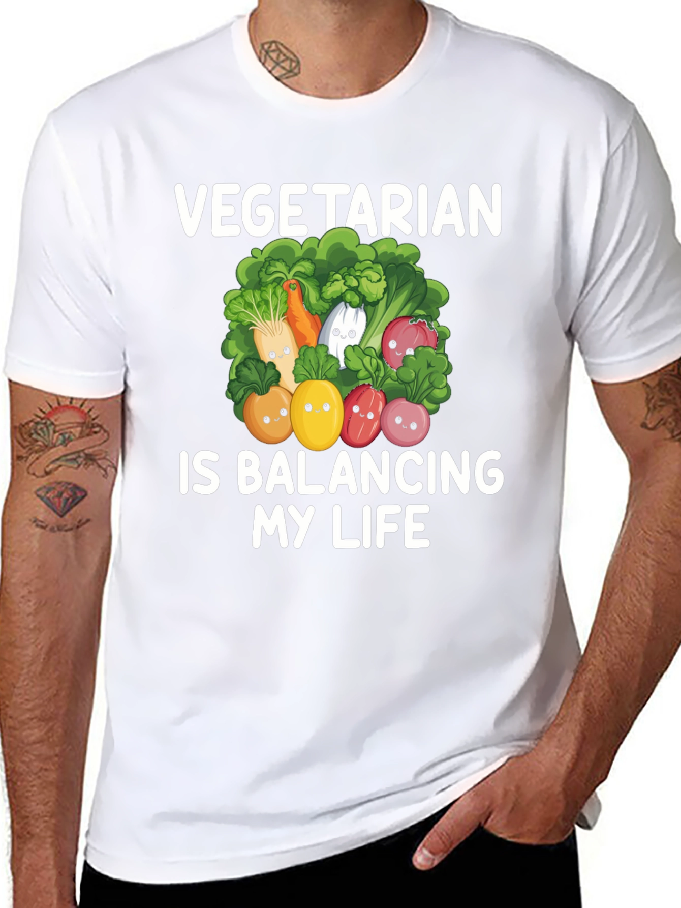 Vegetarian Balancing Life Graphic Tee